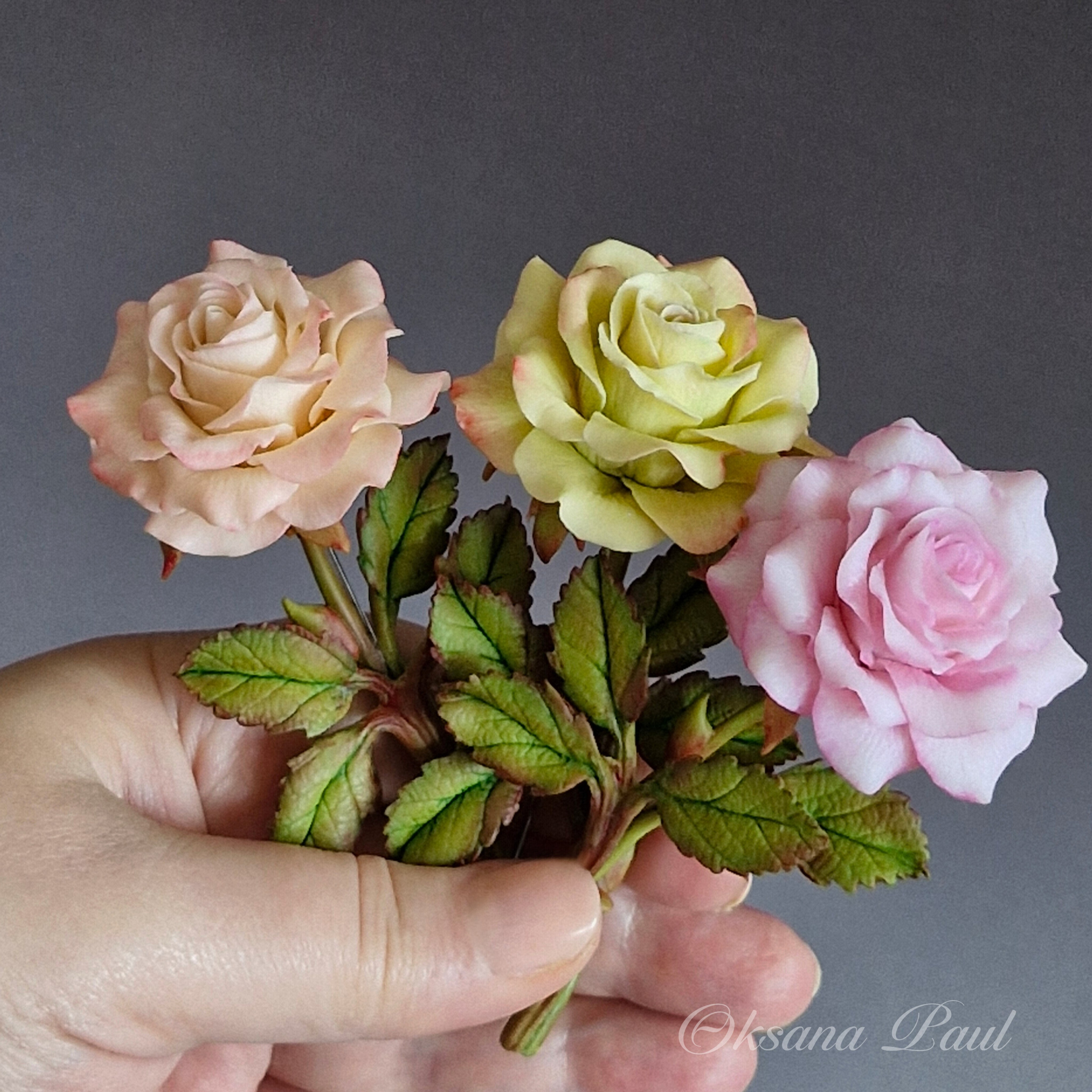 Броши с цветами / Blumen-Broschen ➜. Oksana Paul-Gardinen-Design Oksana Paul ✧ Art of Gardinen & Textile Design ✧ Polymer Clay Art & Handmade Creatures