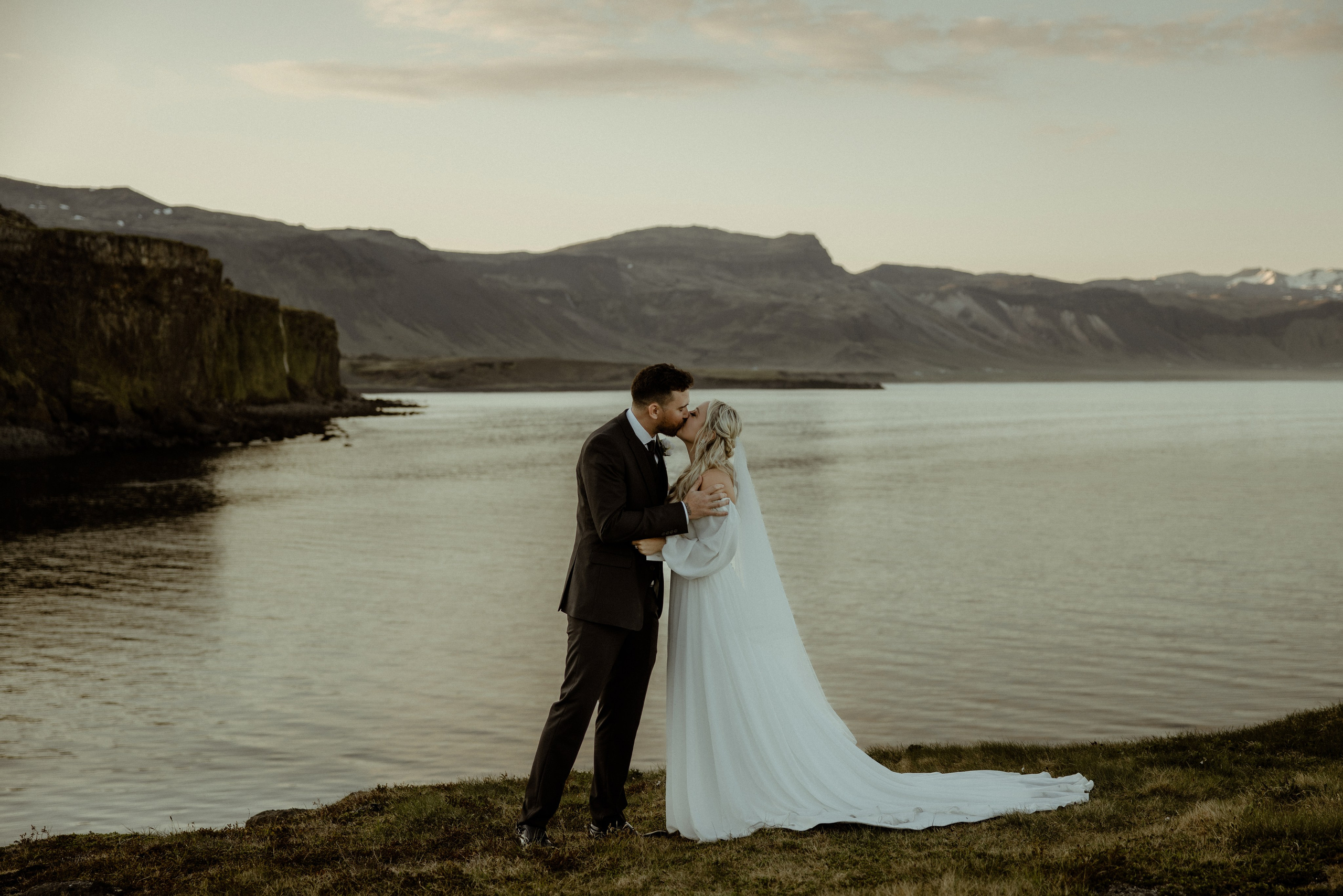 Iceland elopement at Budir with midnight sun wedding photos at black sand beach. Iceland elopement photo and video | Nikolaichik Photo