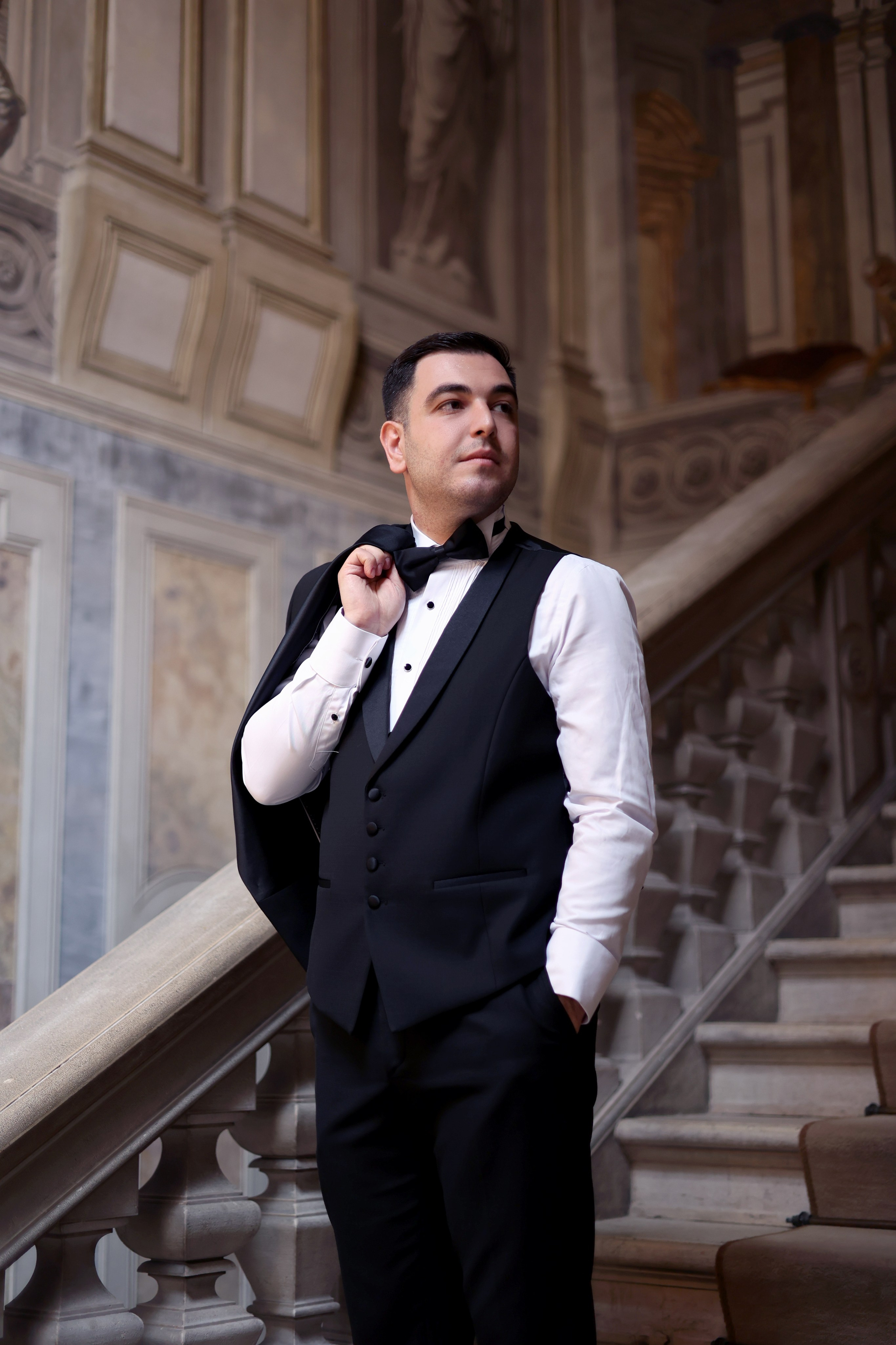 groom entering Aman hotel salon