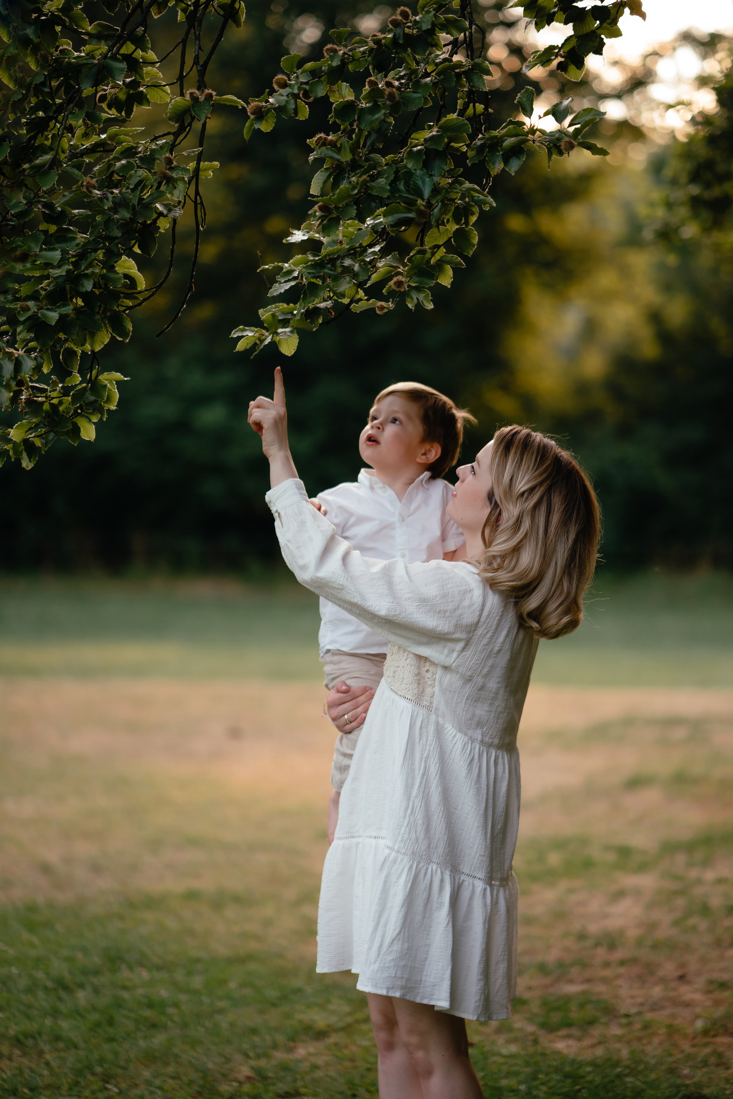 Sunny outdoor family photo shoot for the Family with kids