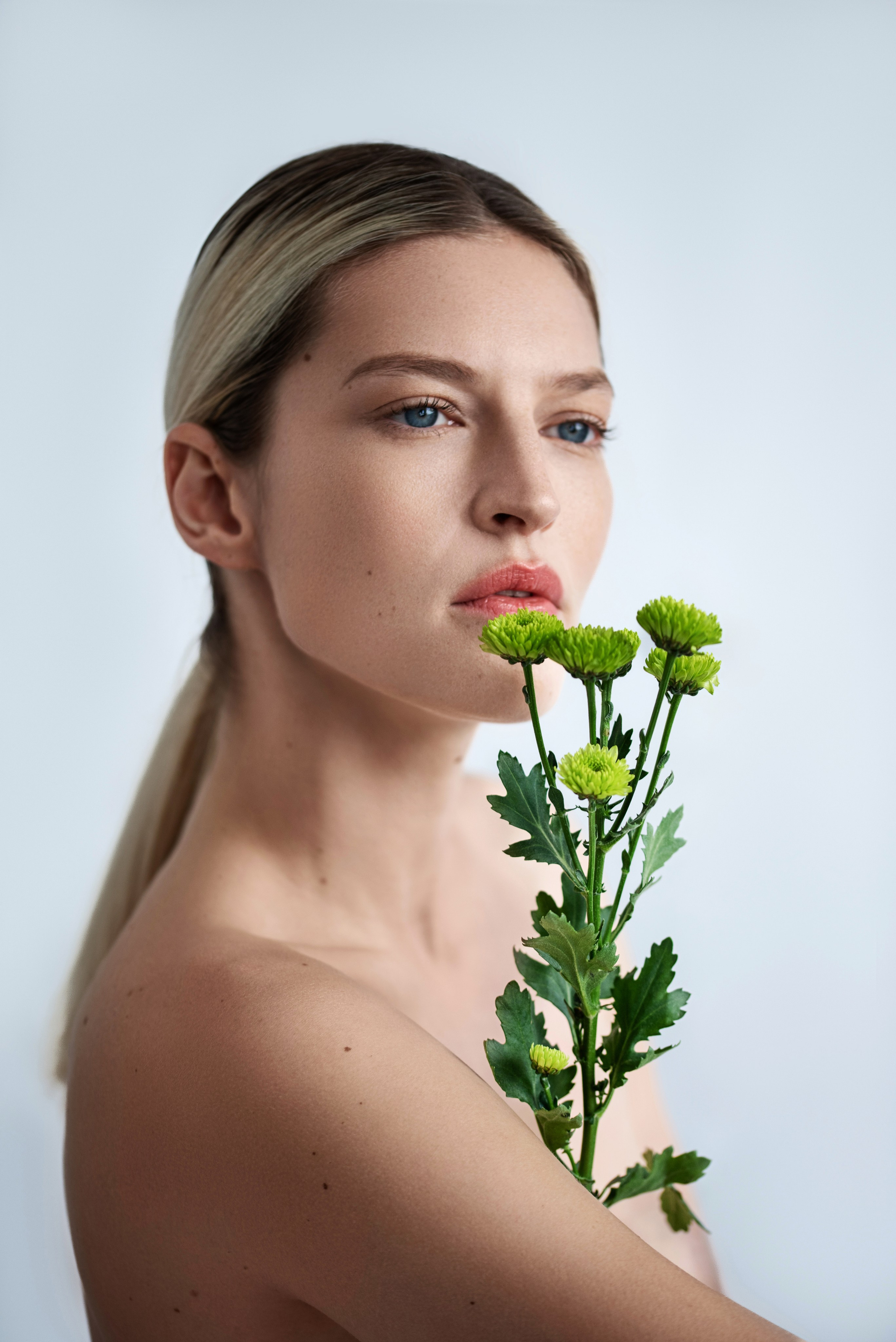 Cosmetic brand beauty image with polished skin retouch
