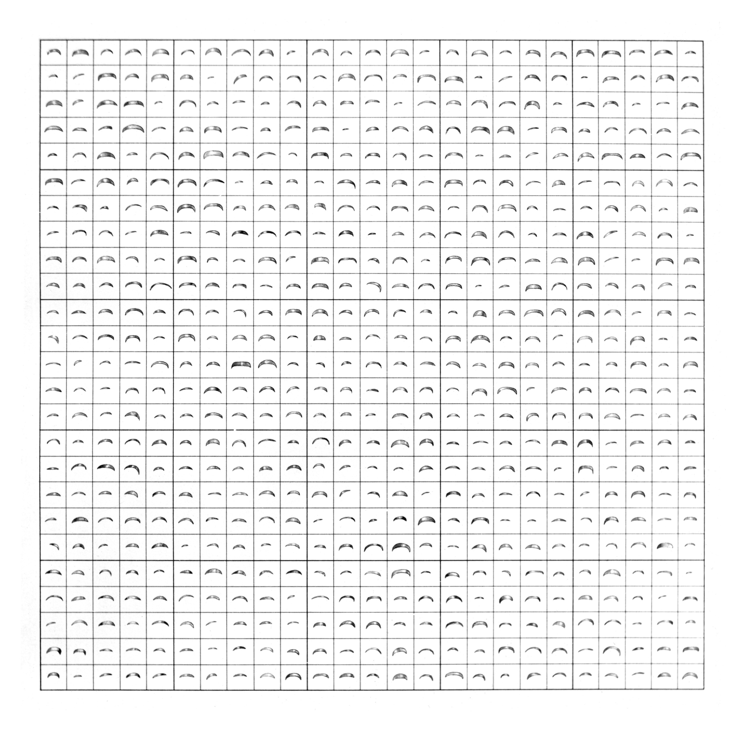 Cut nails (625 variants), ink, 1975, Museum of Art in Łódź