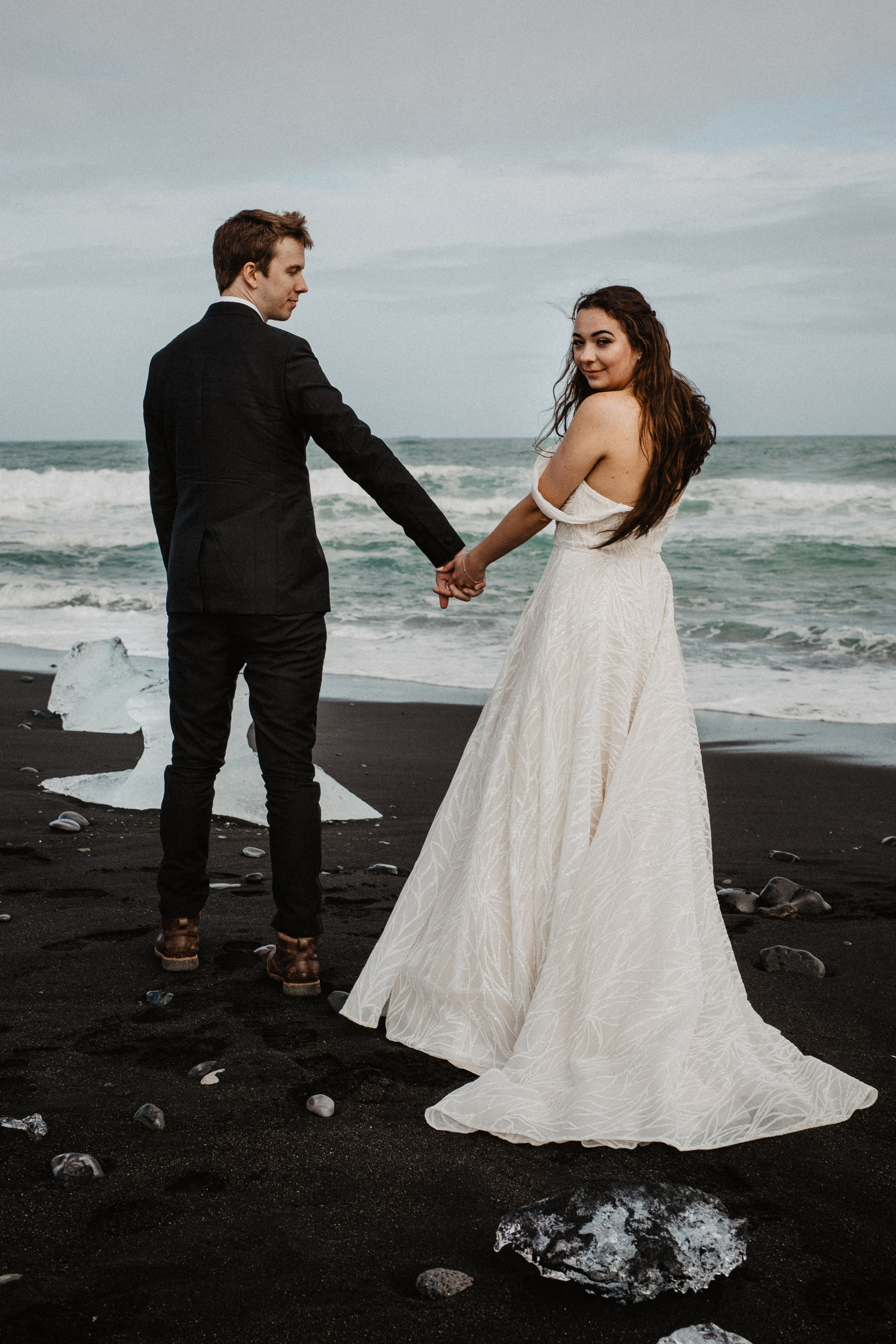 diamond black beach wedding Iceland