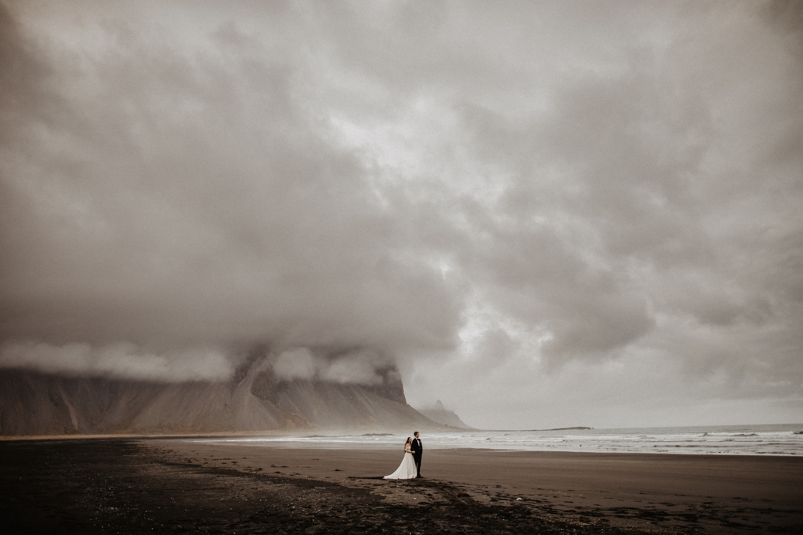 elopement at black sand beach Iceland