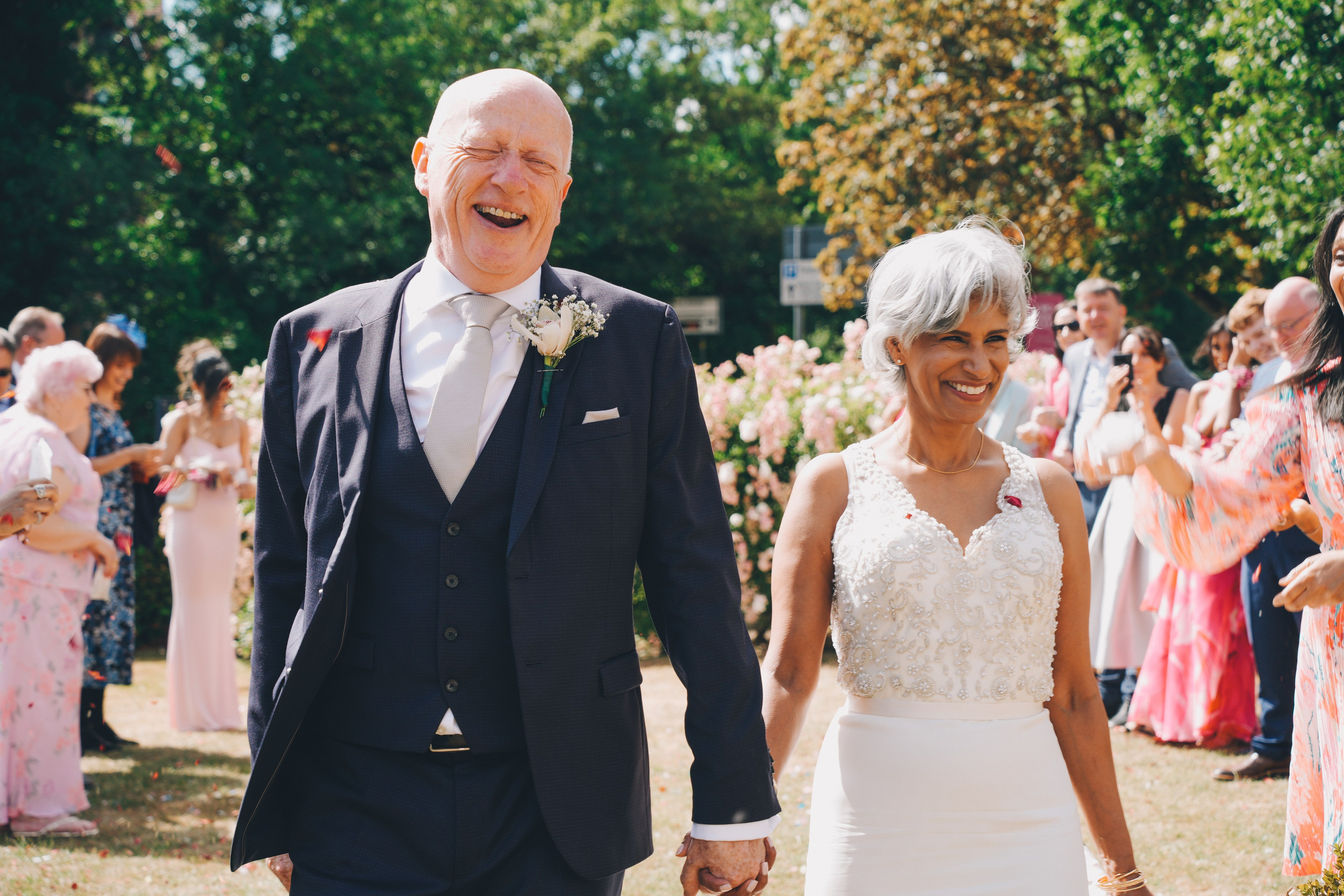 Just married couple outside Solihull Register Office
