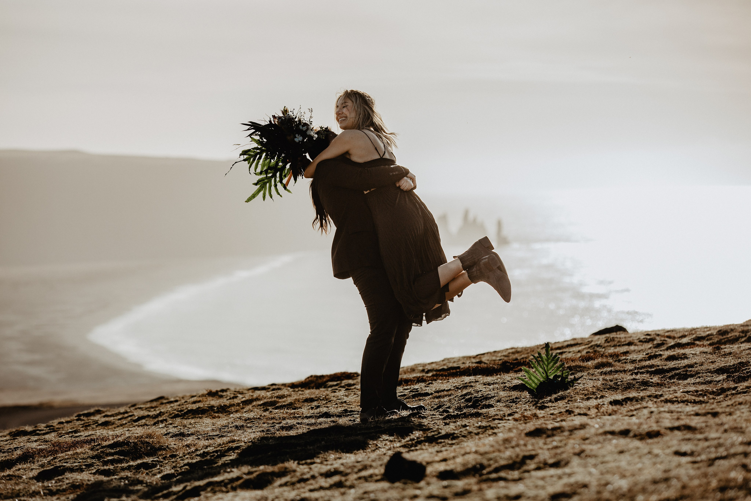 Same Sex Wedding at Iceland Black Sand Beach. Iceland elopement photographer & videographer