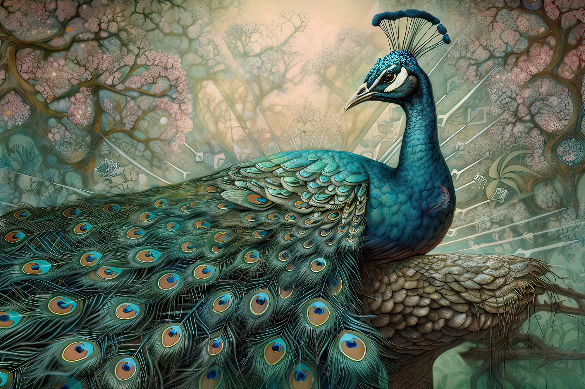 Peacock. Artwork #15 from Collection “Sacred Animals”