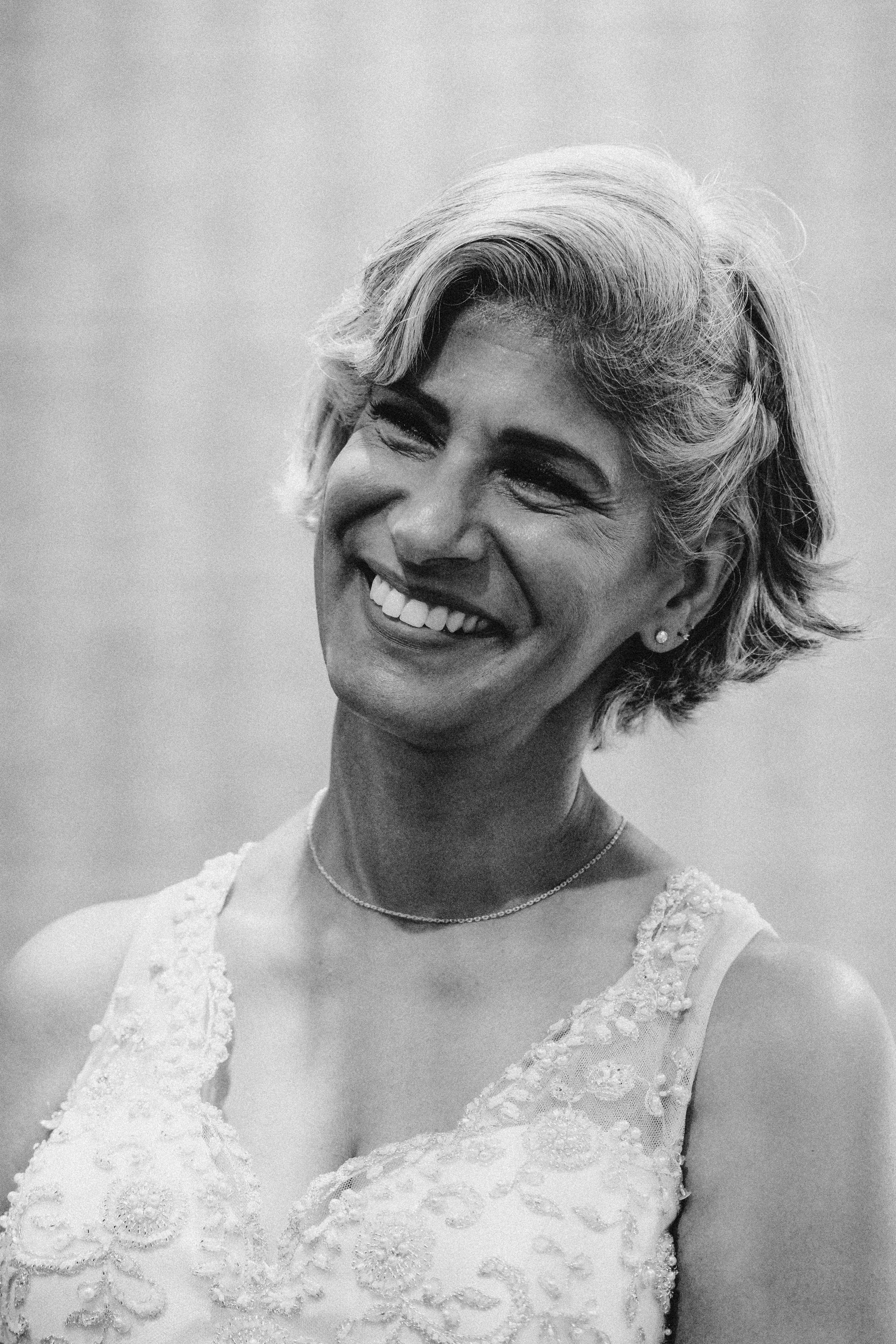 bride smiling at her weddingceremony in Solihull