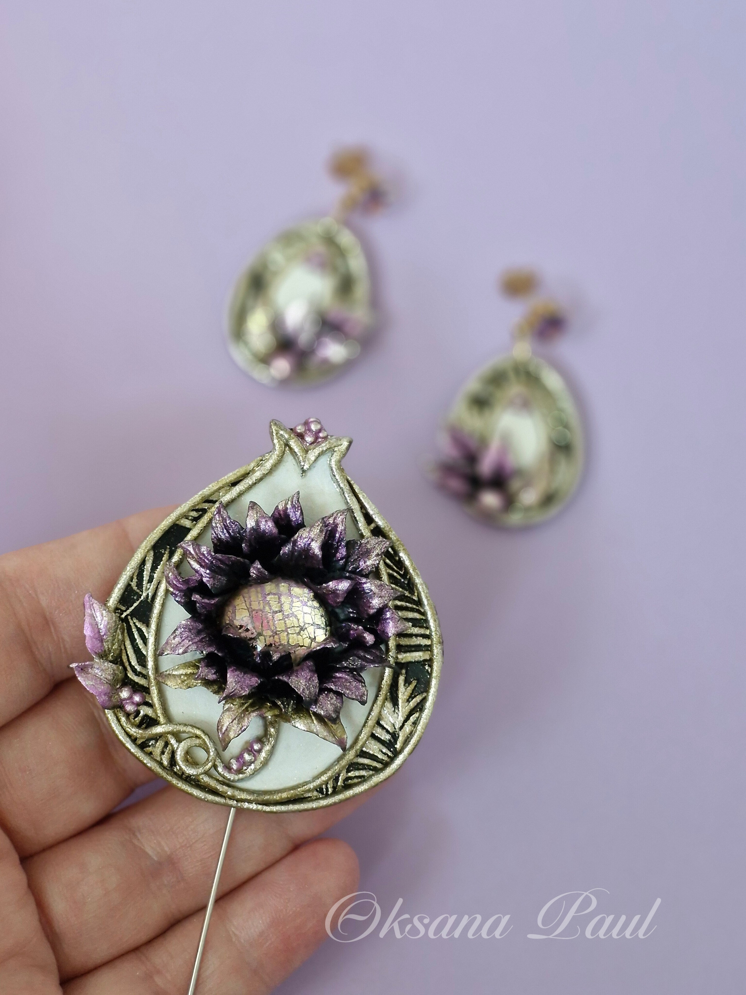 Броши с цветами / Blumen-Broschen ➜. Oksana Paul-Gardinen-Design Oksana Paul ✧ Art of Gardinen & Textile Design ✧ Polymer Clay Art & Handmade Creatures
