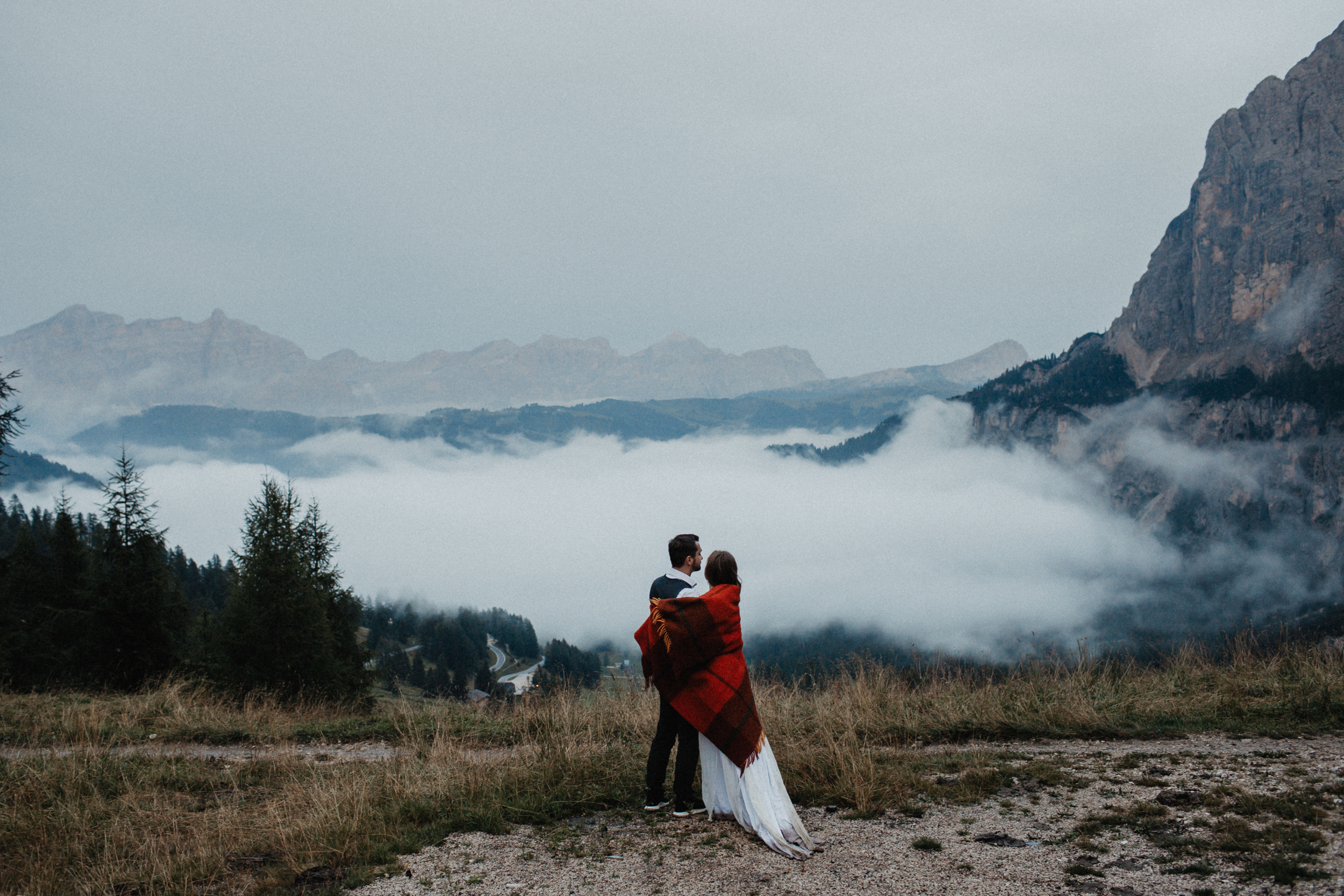 Elopement in Dolomites Lago di Brayes Italy. Iceland elopement photographer & videographer