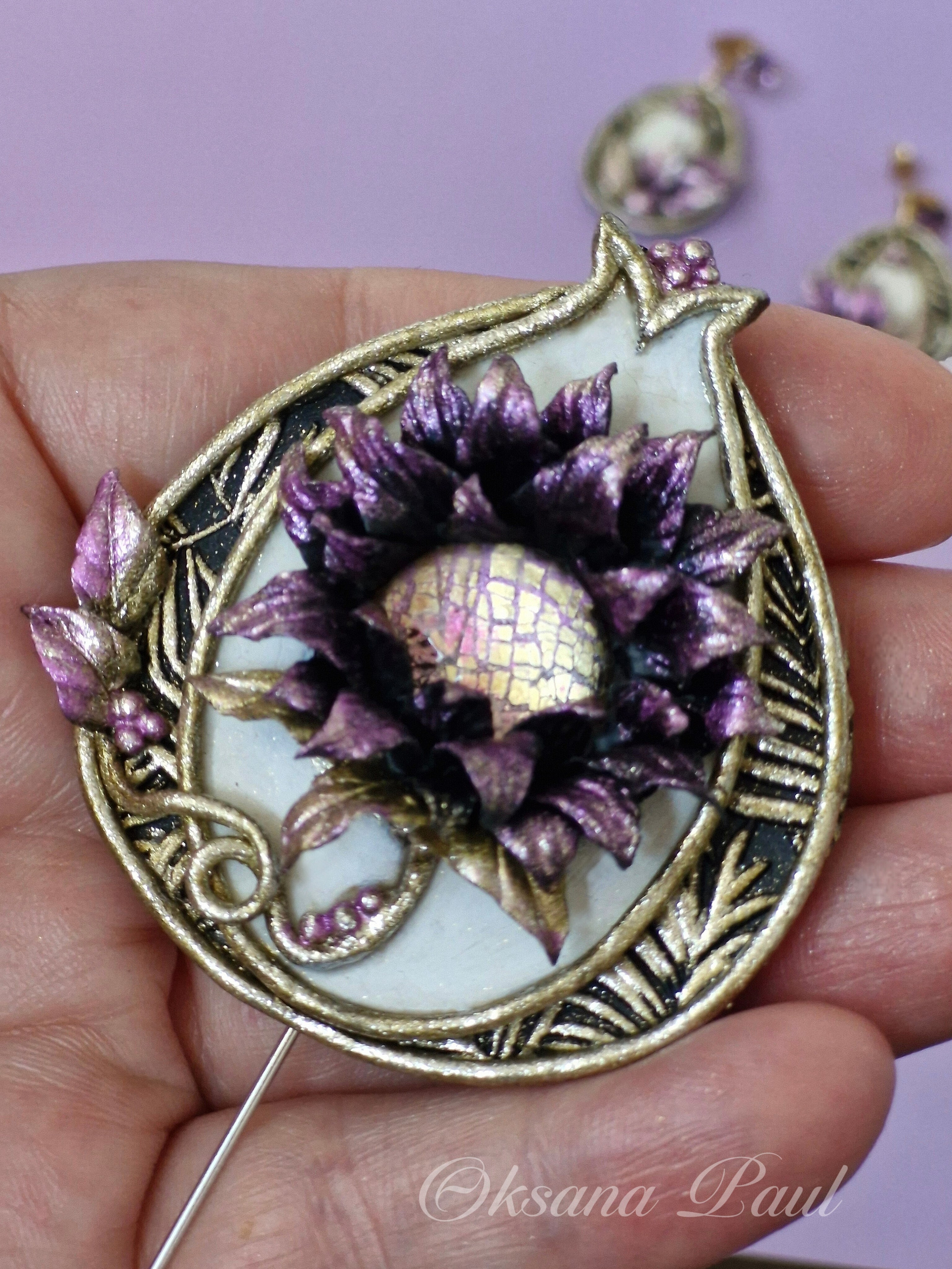 Броши с цветами / Blumen-Broschen ➜. Oksana Paul-Gardinen-Design Oksana Paul ✧ Art of Gardinen & Textile Design ✧ Polymer Clay Art & Handmade Creatures