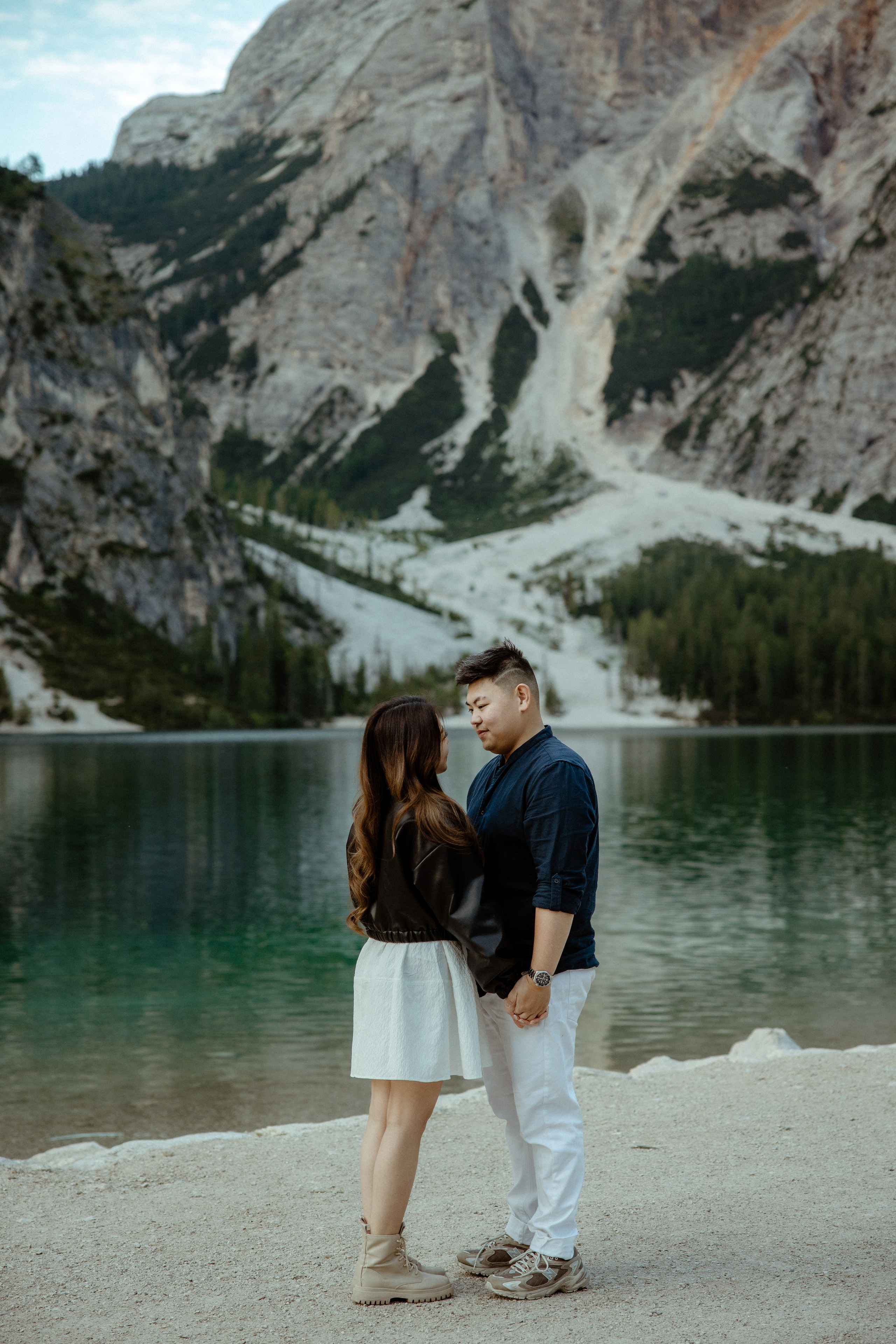 Sunrise proposal at Lago di Braies | Dreamy engagement in the Dolomites. Iceland elopement photo and video | Nikolaichik Photo