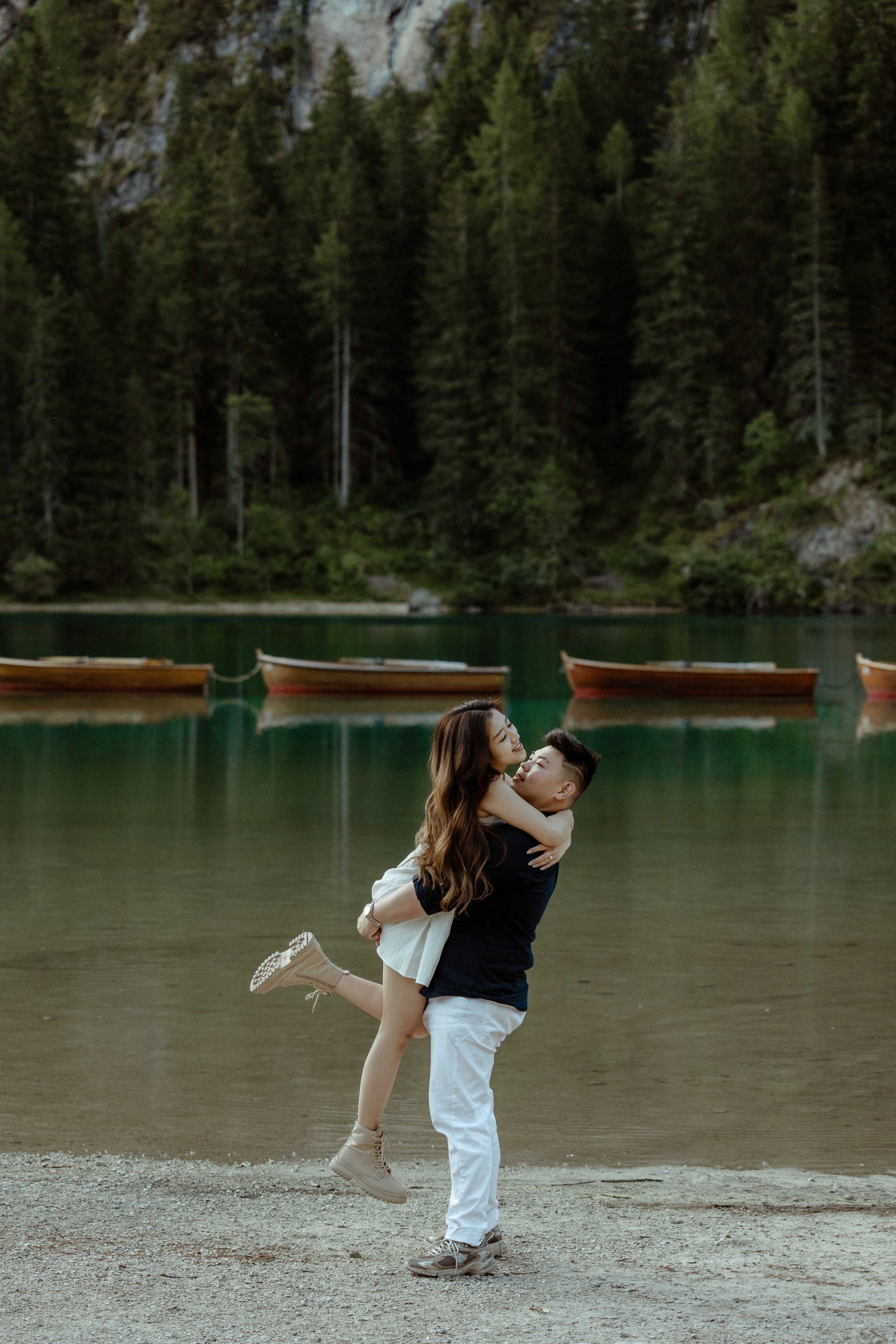 Sunrise proposal at Lago di Braies | Dreamy engagement in the Dolomites. Iceland elopement photo and video | Nikolaichik Photo