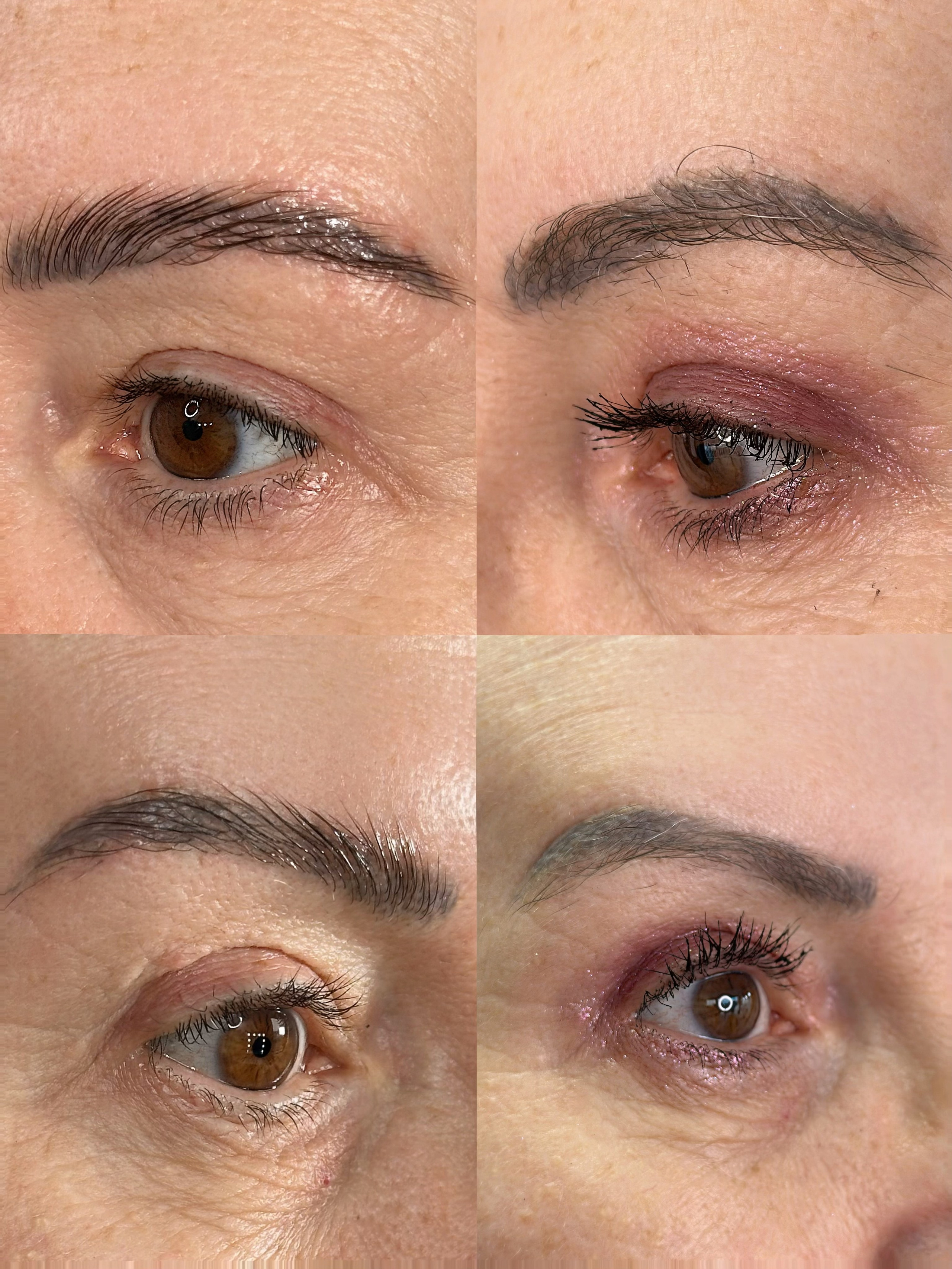 „Stilizare profesională a sprâncenelor prin pensat, vopsire și laminare pentru un aspect definit, armonios și natural. Ideal pentru evidențierea trăsăturilor feței.”