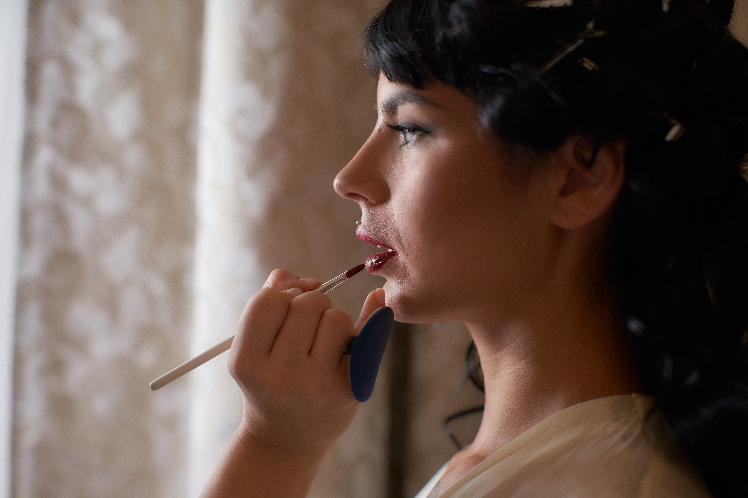 Wedding prep for the bride.