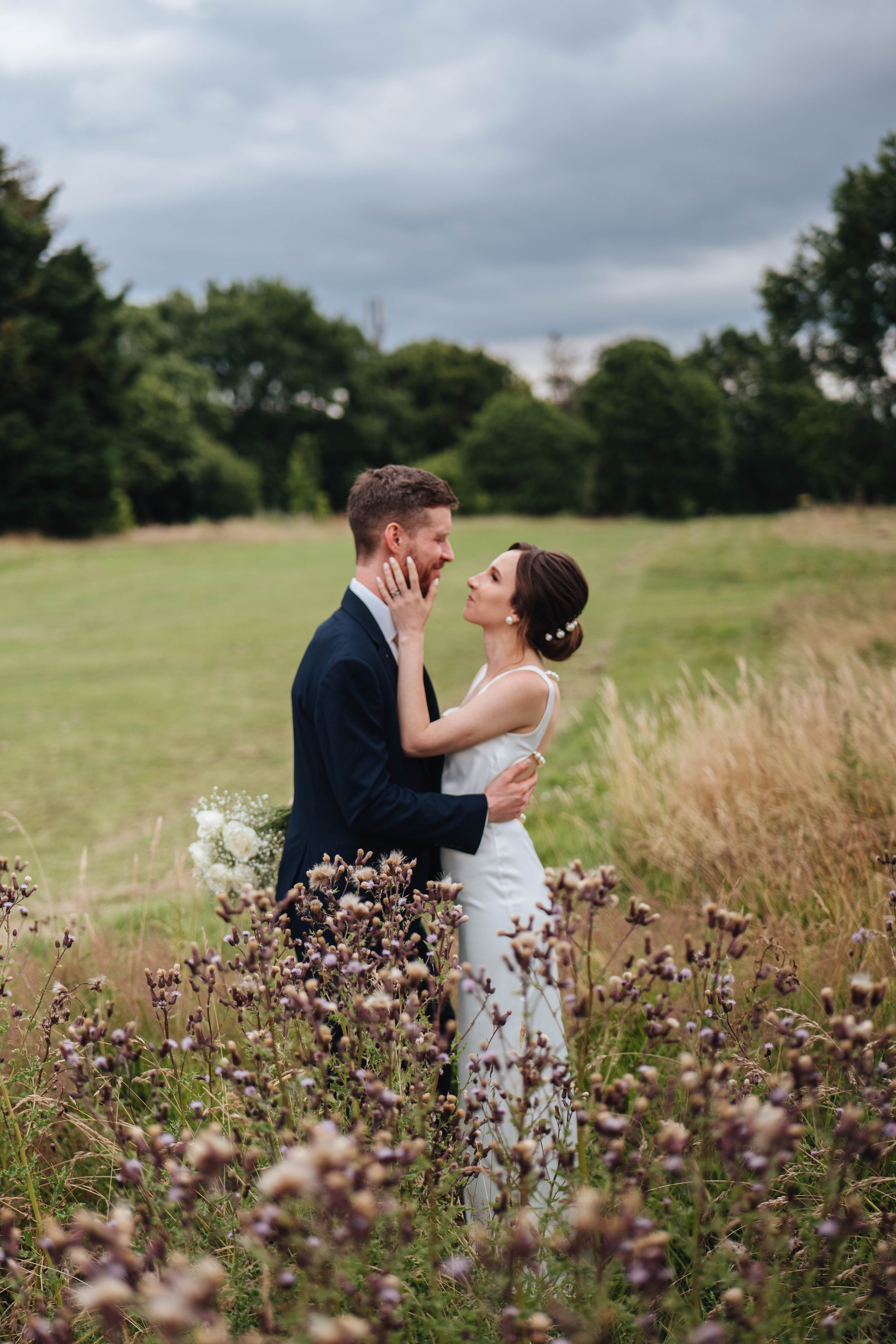 wedding photoshoot in the field, Wimbledon, London, UK