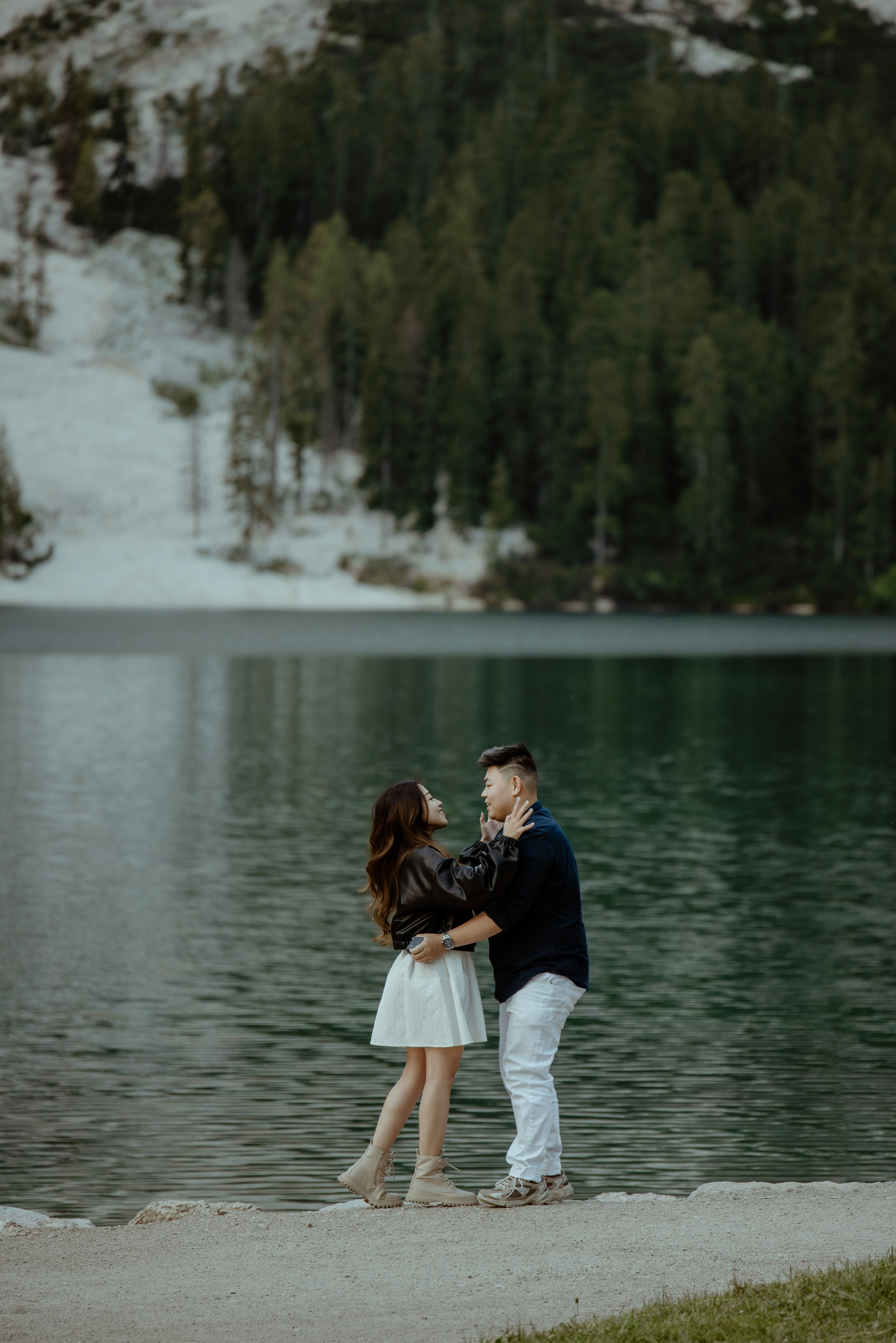 Sunrise proposal at Lago di Braies | Dreamy engagement in the Dolomites. Iceland elopement photo and video | Nikolaichik Photo