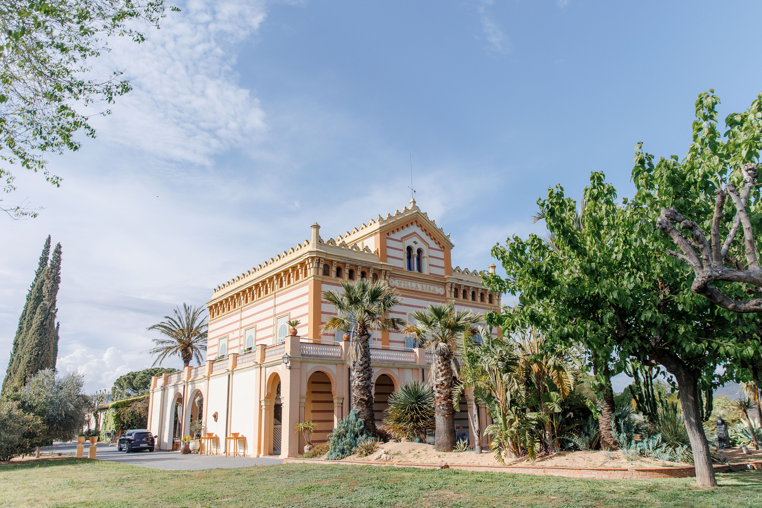 Facade overview of traditional wedding venue in Barcelona