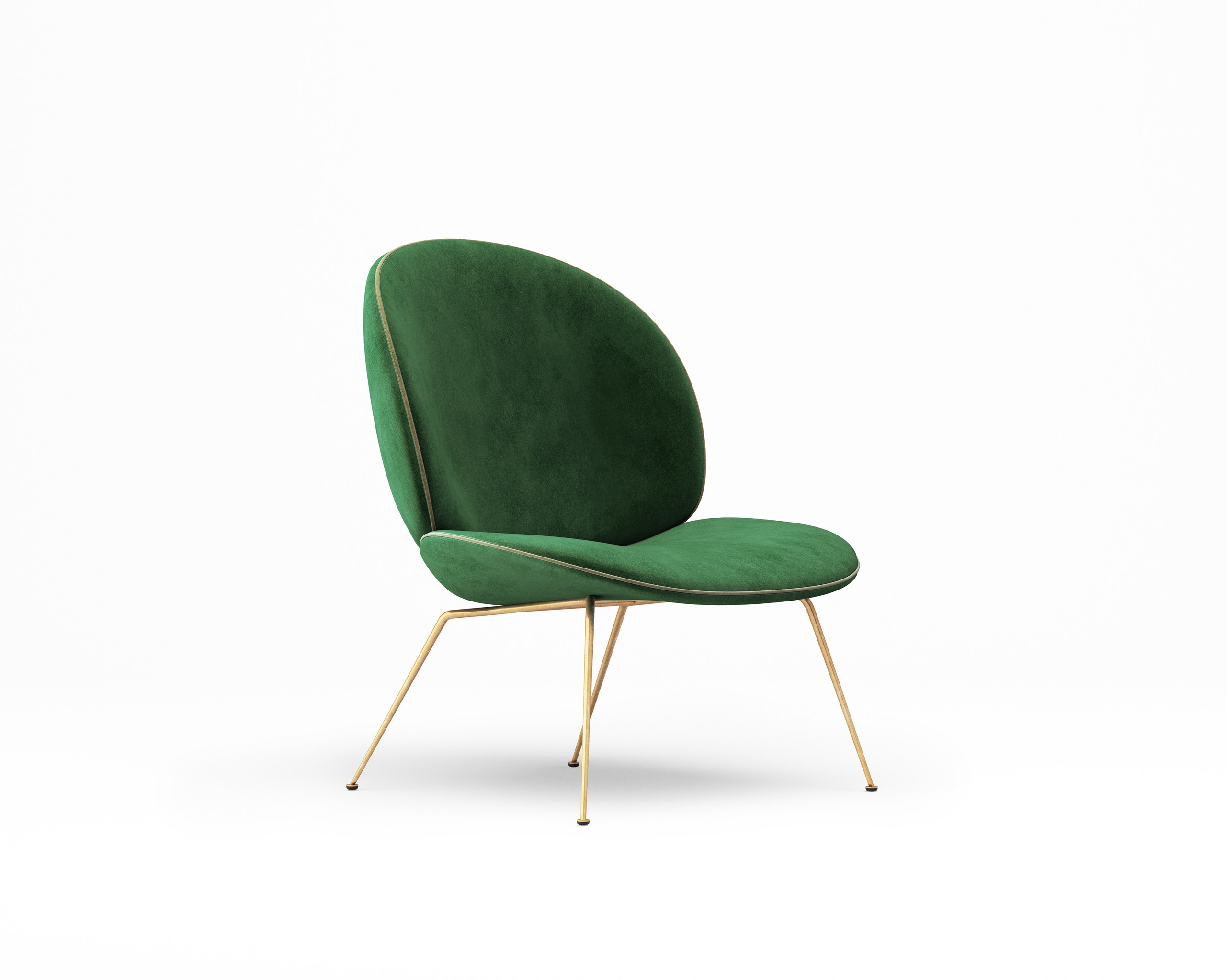 Elegant accent chair with green upholstery and gold metal frame
