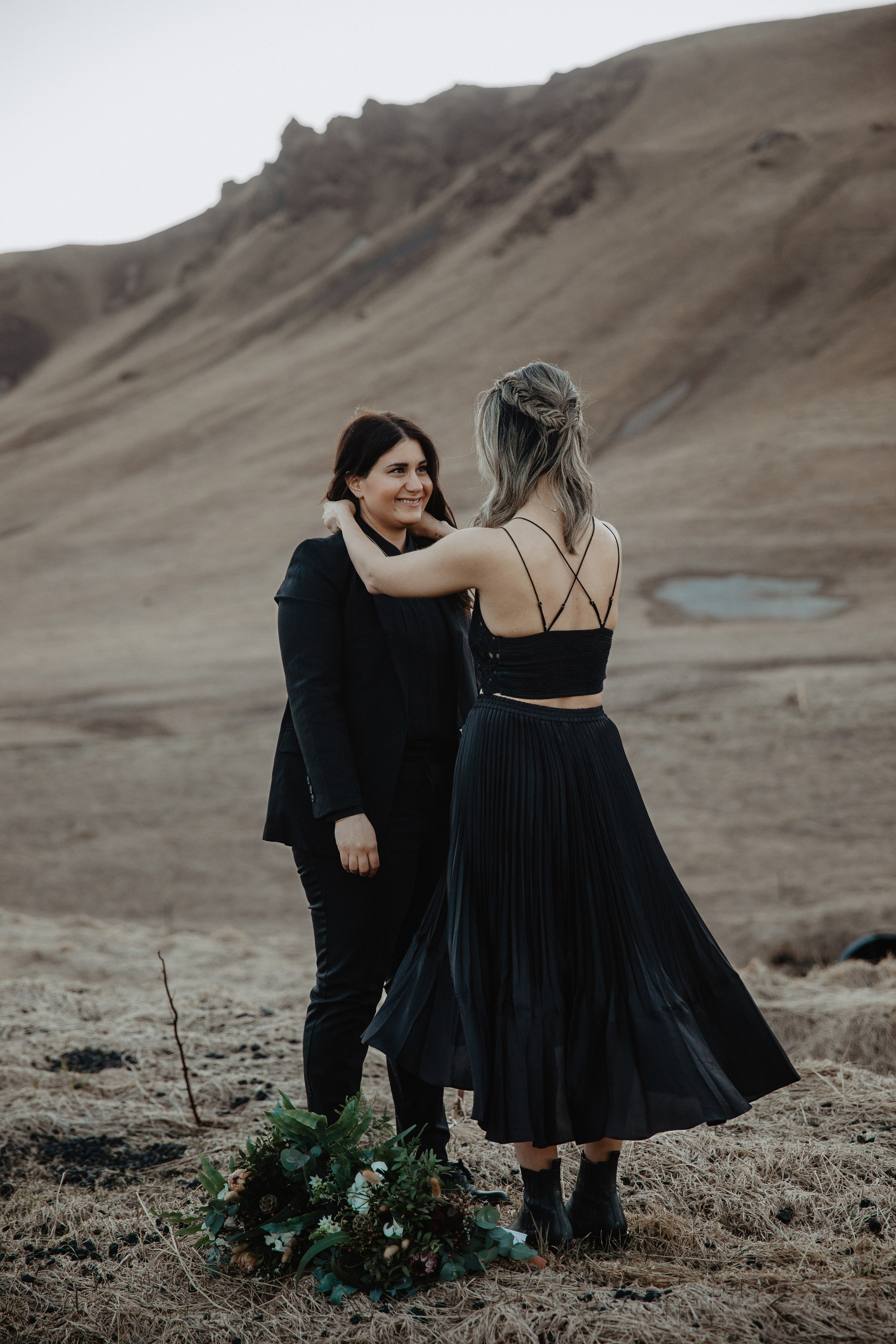 Same Sex Wedding at Iceland Black Sand Beach. Iceland elopement photographer & videographer