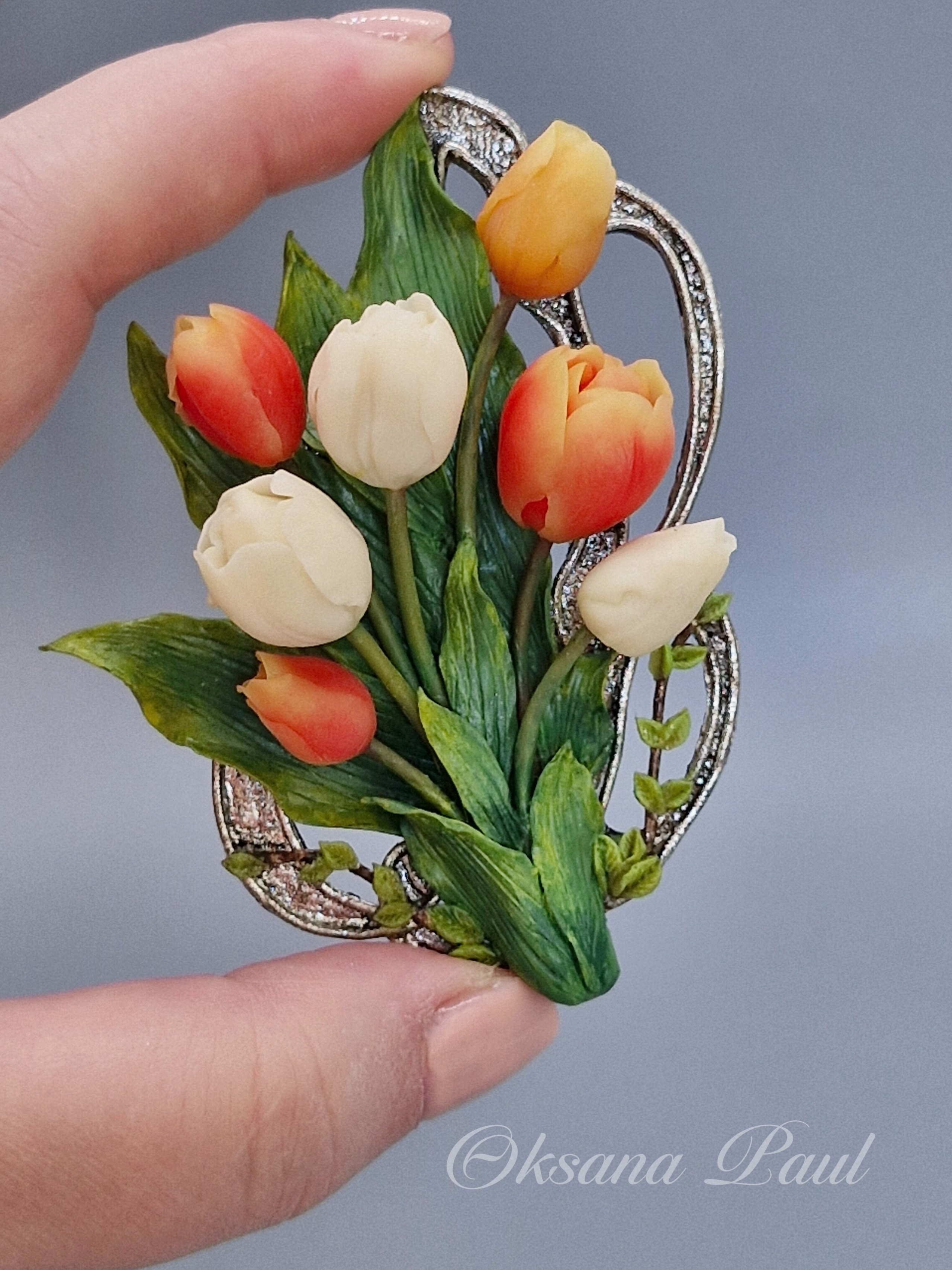 Броши с цветами / Blumen-Broschen ➜. Oksana Paul-Gardinen-Design Oksana Paul ✧ Art of Gardinen & Textile Design ✧ Polymer Clay Art & Handmade Creatures