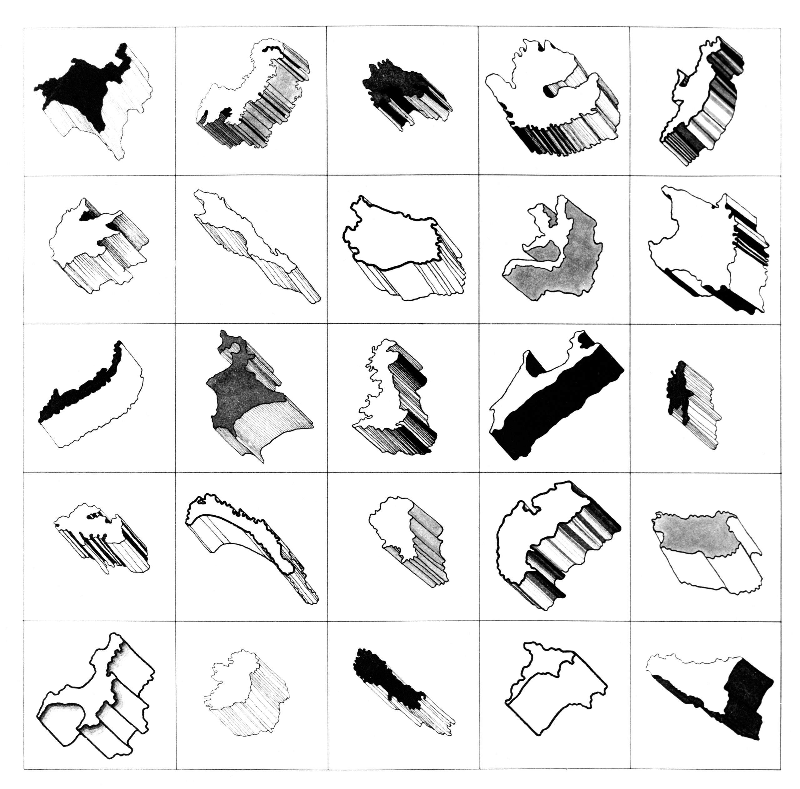 Wyspy świata, tusz, 1975, Muzeum Sztuki w Łodzi