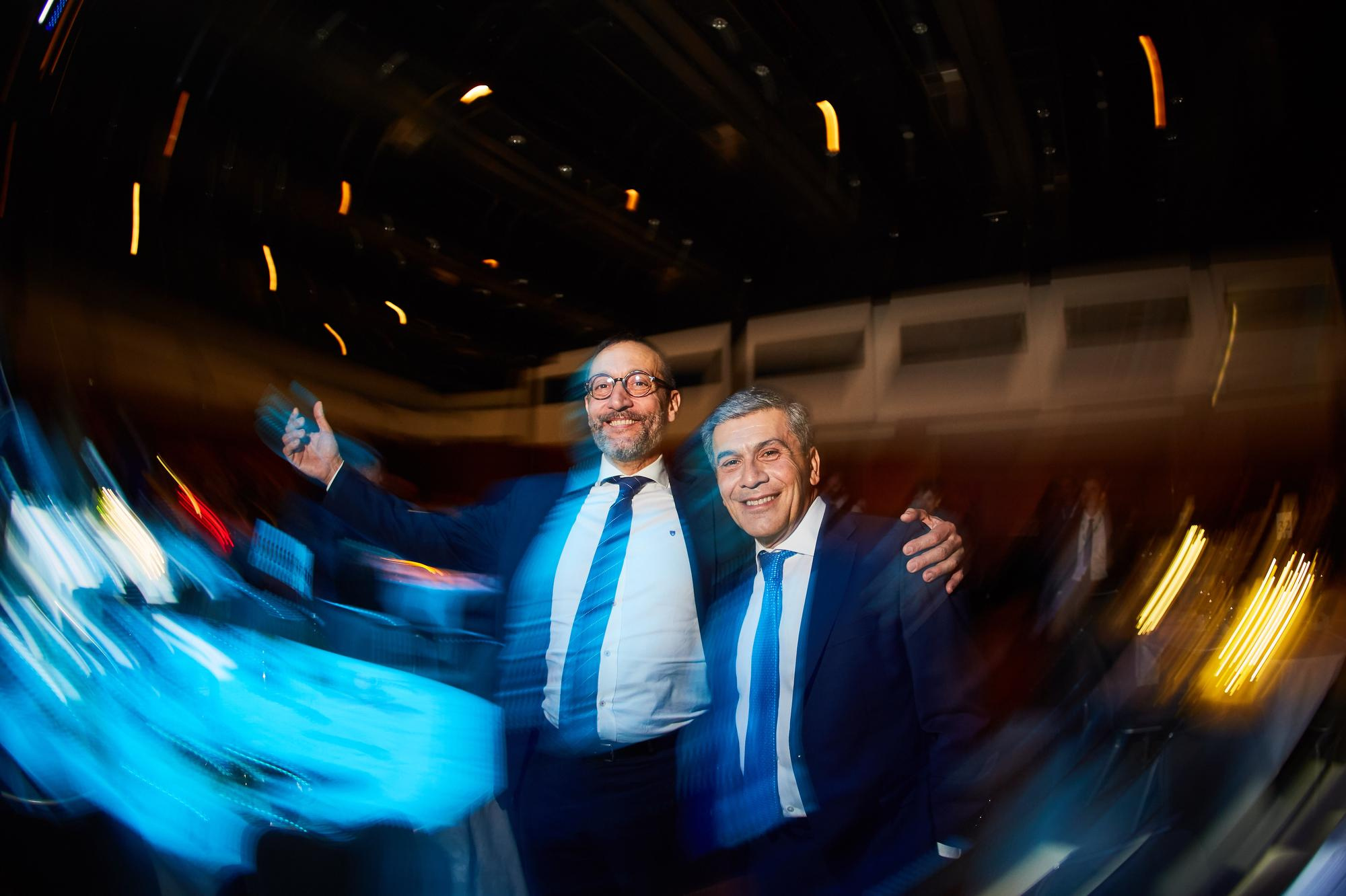 Executives are all smiles as they pose for a photo during the Bio-Rad gala in Prague.