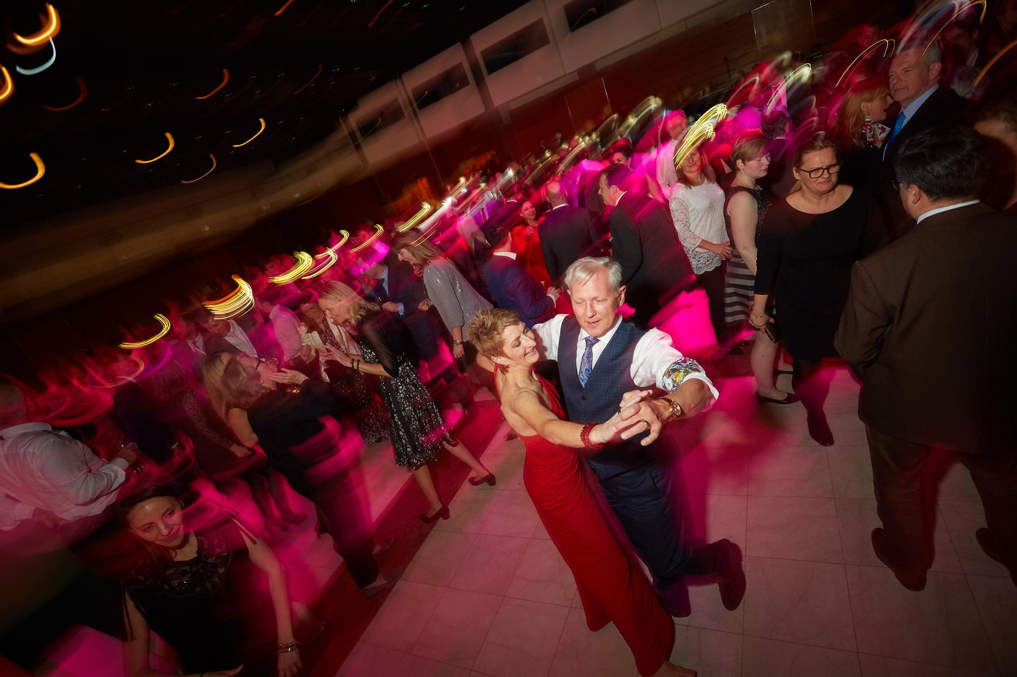 A slow-motion blur captures the movement of party-goers during the 2018 Bio-Rad event.