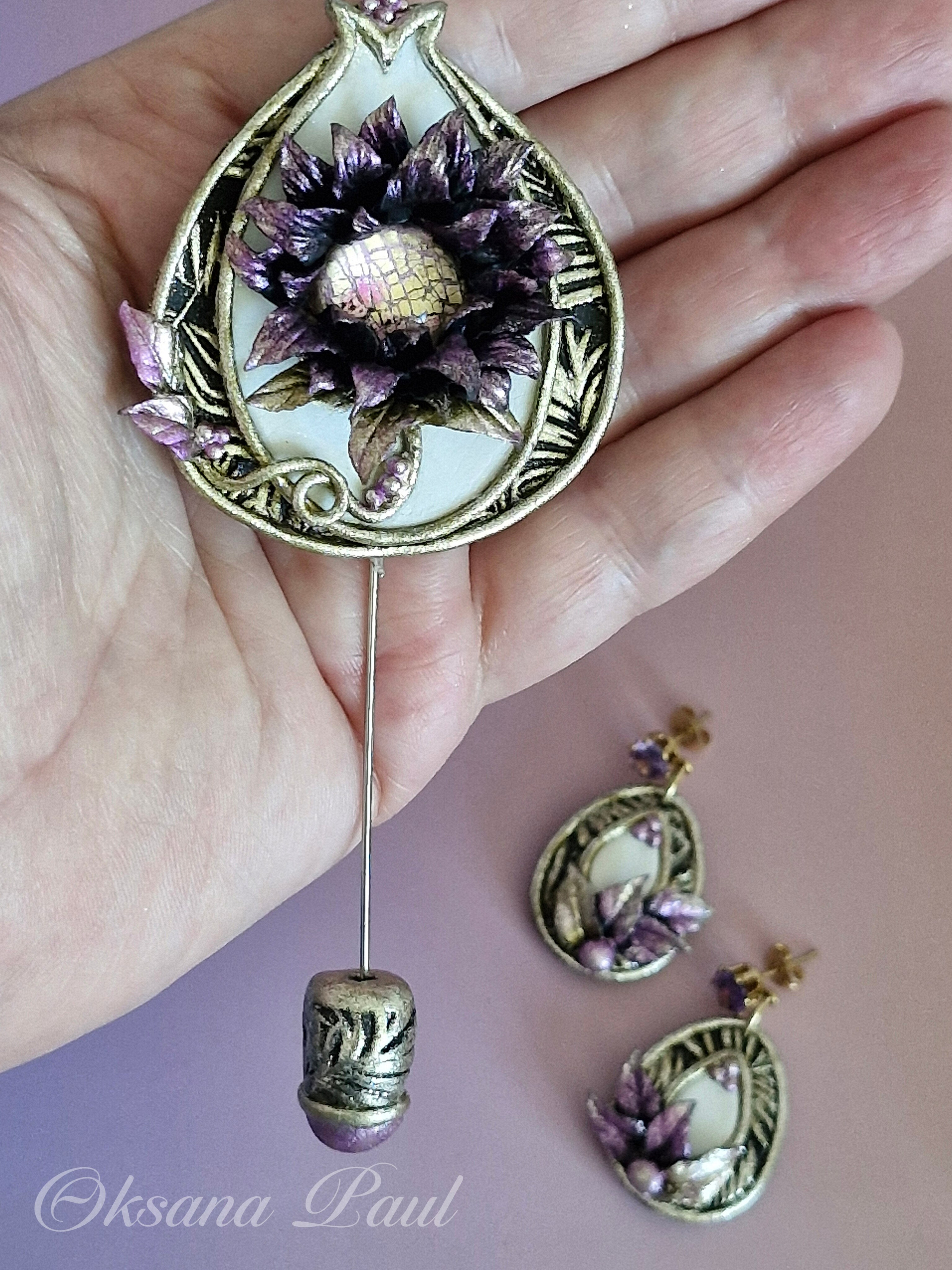 Броши с цветами / Blumen-Broschen ➜. Oksana Paul-Gardinen-Design Oksana Paul ✧ Art of Gardinen & Textile Design ✧ Polymer Clay Art & Handmade Creatures