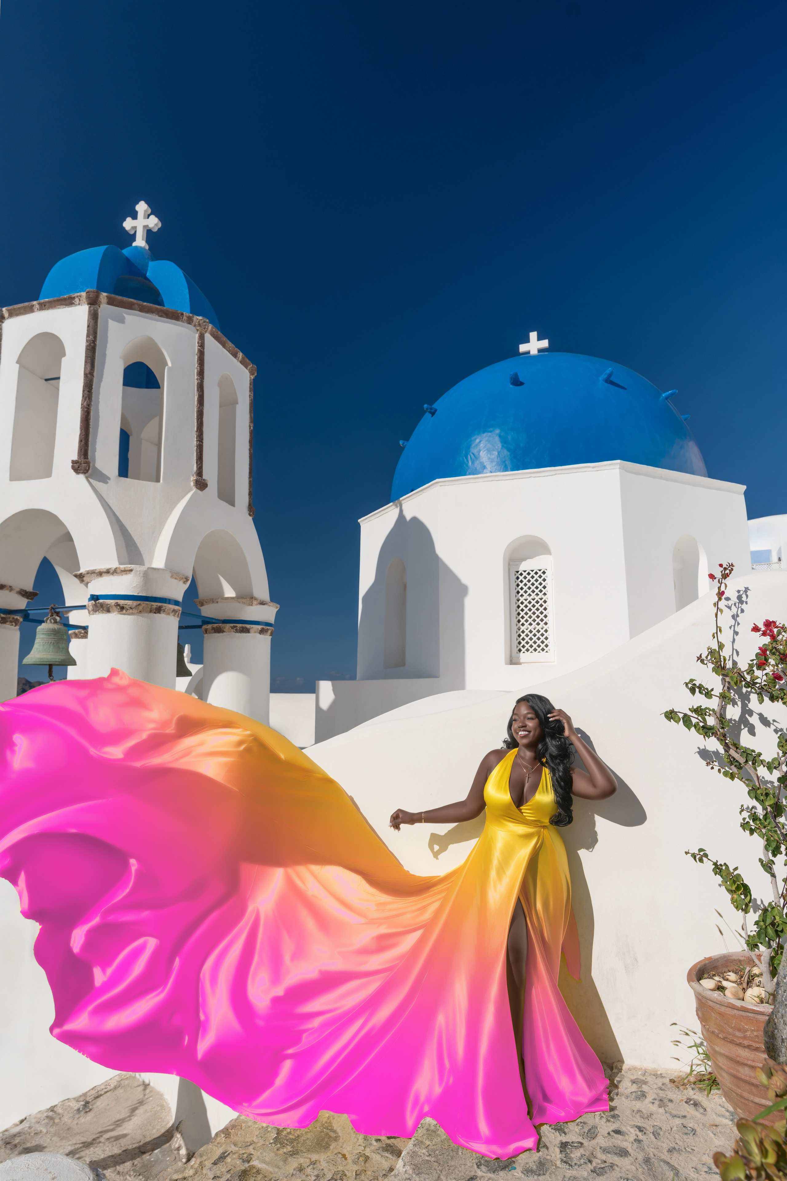 Yellow Flying Dress in Santorini: Golden Elegance Photoshoot by Sokolove"Capture the brilliance of your love and the island’s stunning beauty with a yellow Flying Dress photoshoot in Santorini. Sokolove’s expert photographers will bring out your golden elegance, creating timeless portraits against the backdrop of Santorini’s iconic landscapes."