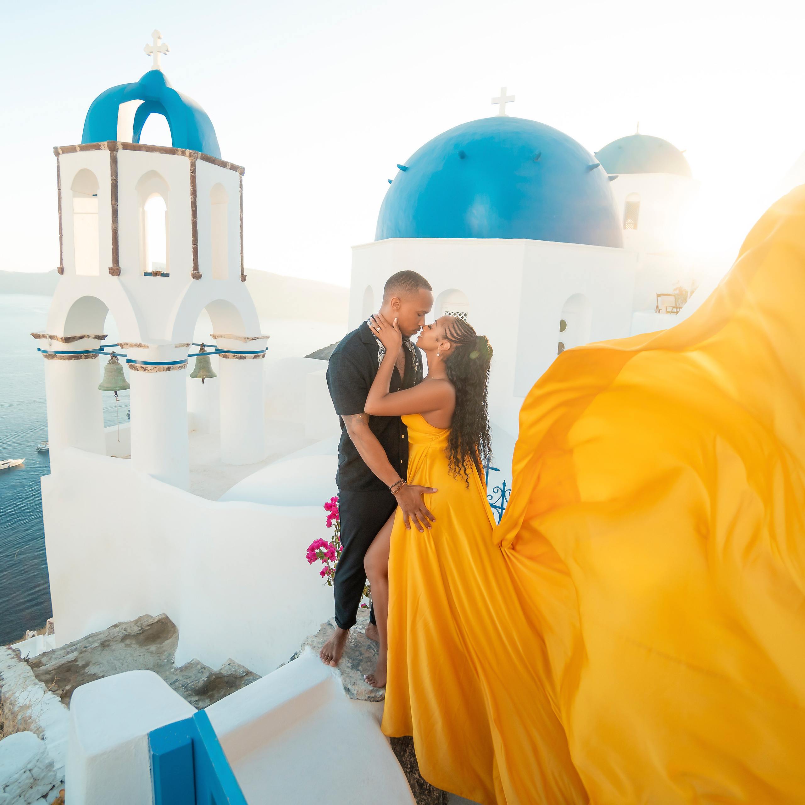 How Flying Dresses Work: Everything You Need to Know. Photographer in Santorini SokoLOVE Alex| Flying Dress Santorini