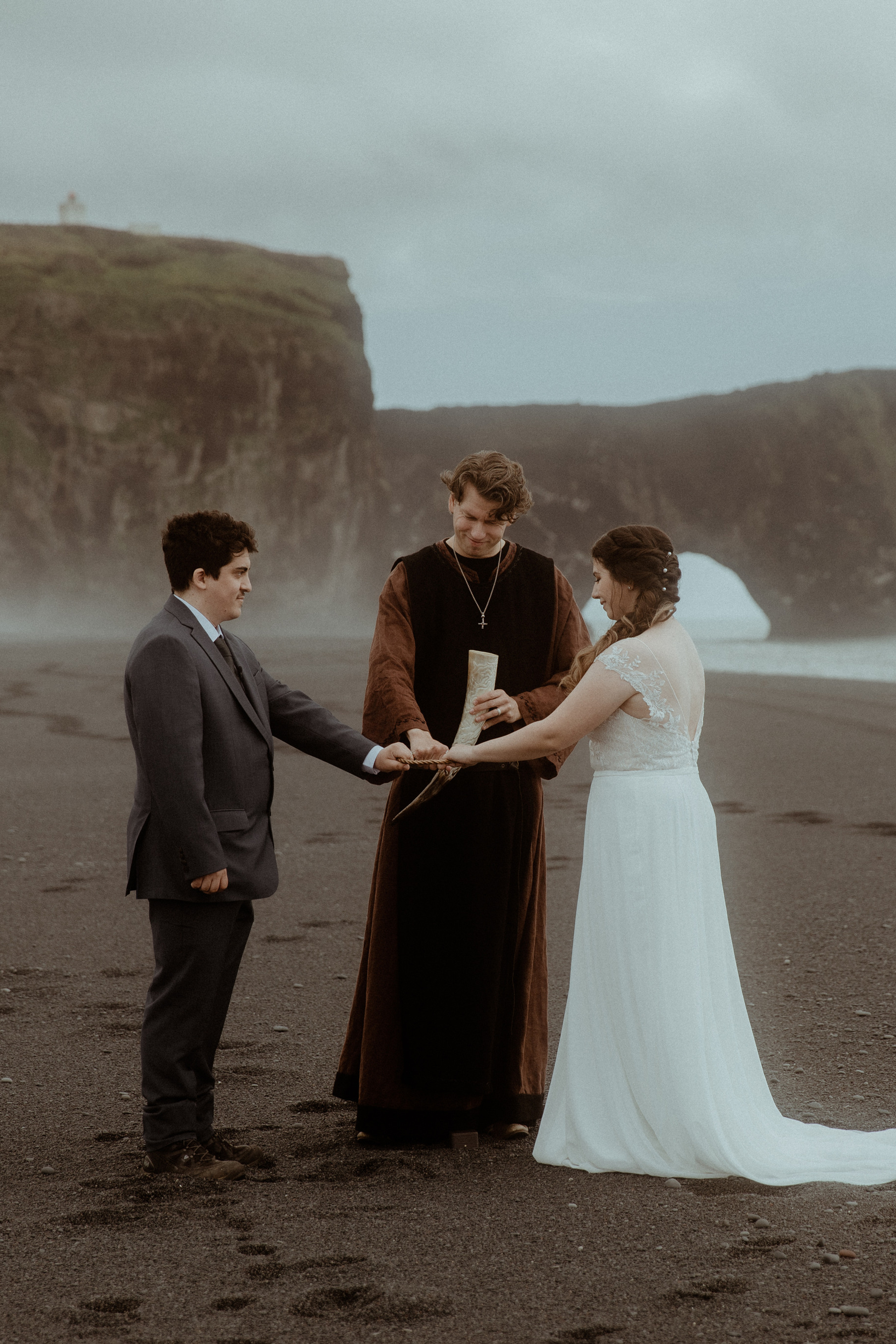 Elopement at private black sand beach in Iceland