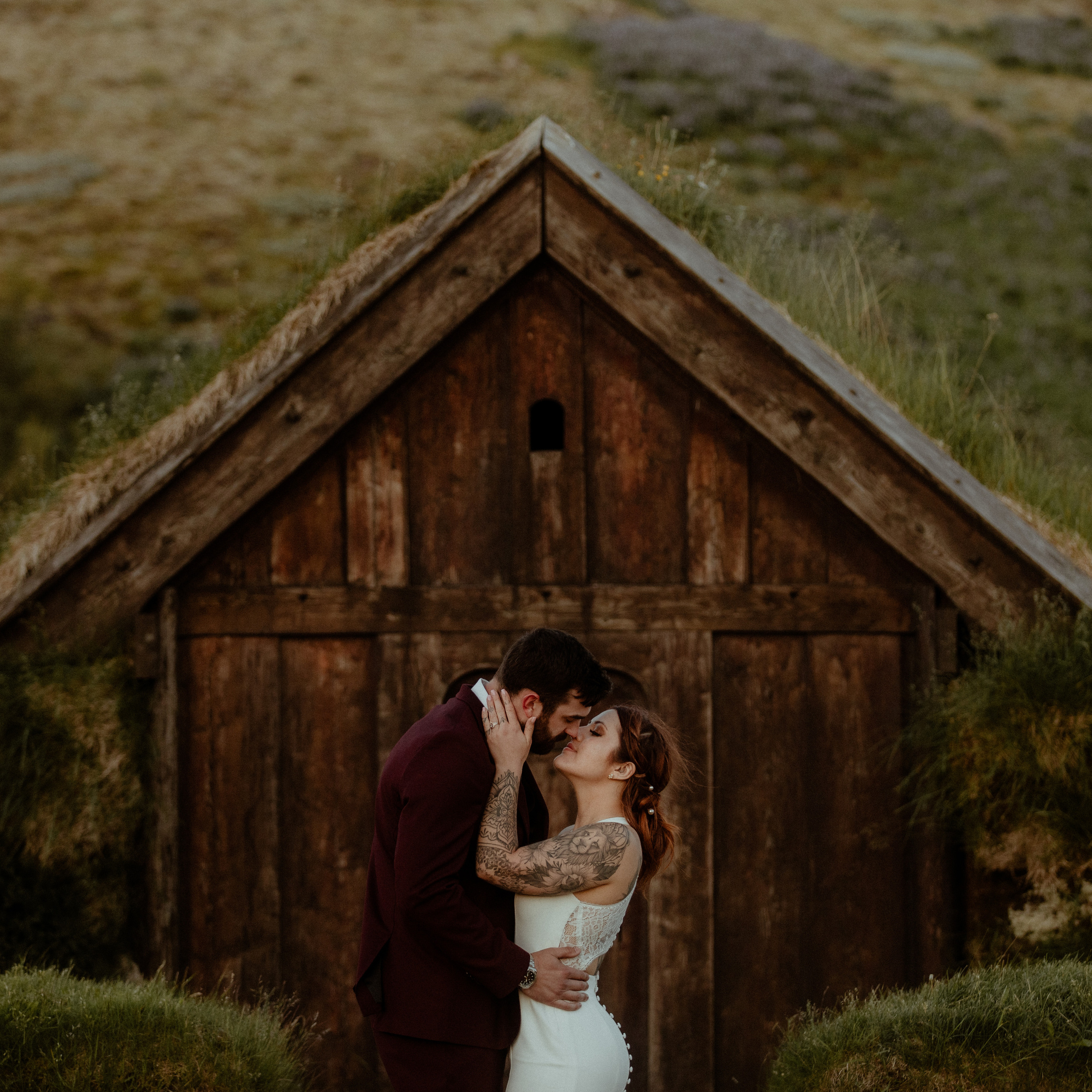 wedding photos at old Icelandic church