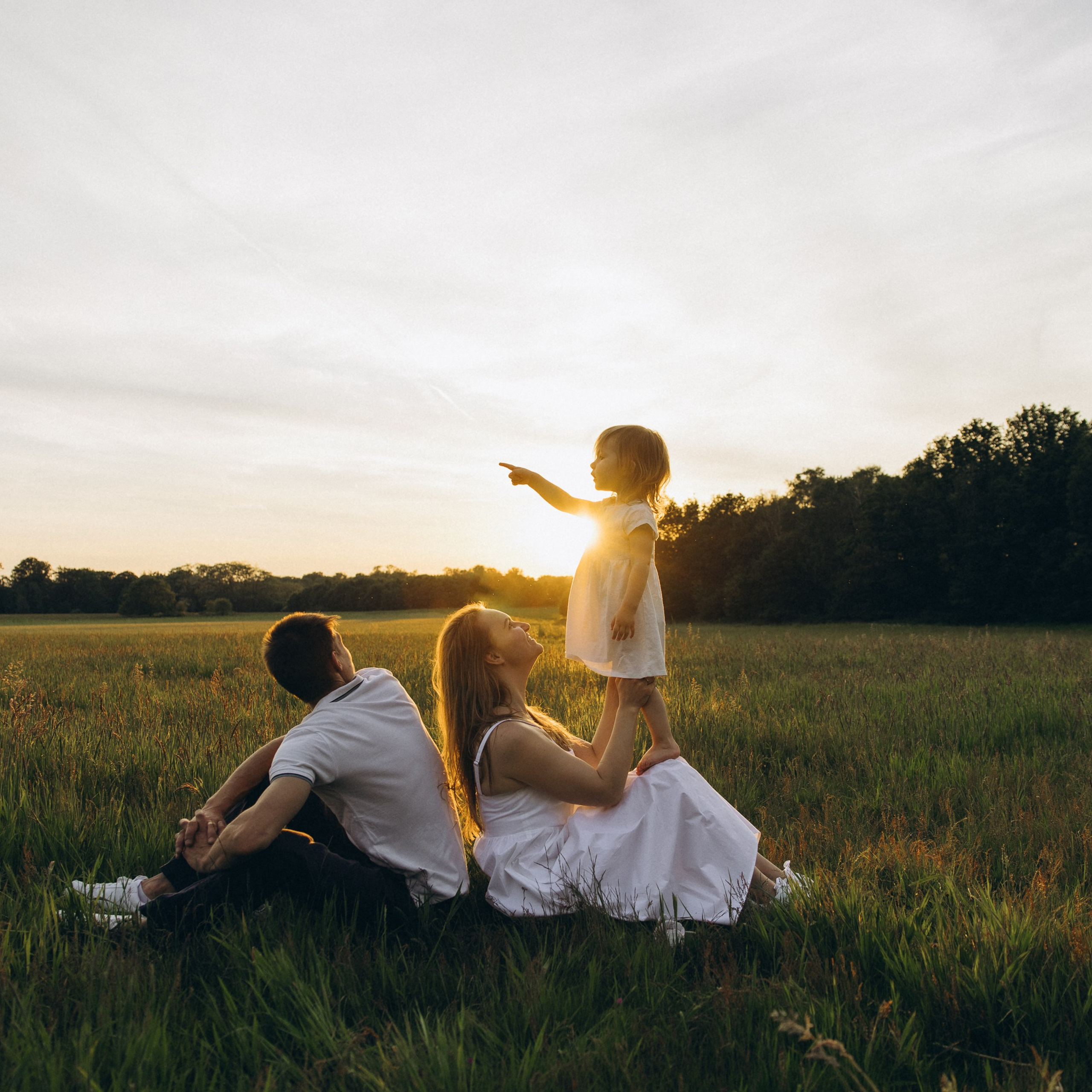 Familienshooting bei Sonnenuntergang