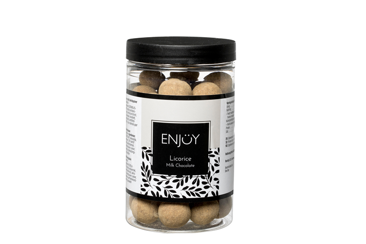 Enjoy chokolade lakrids Lakrids overtrukket med mælkechokolade og mildt lakridspulver