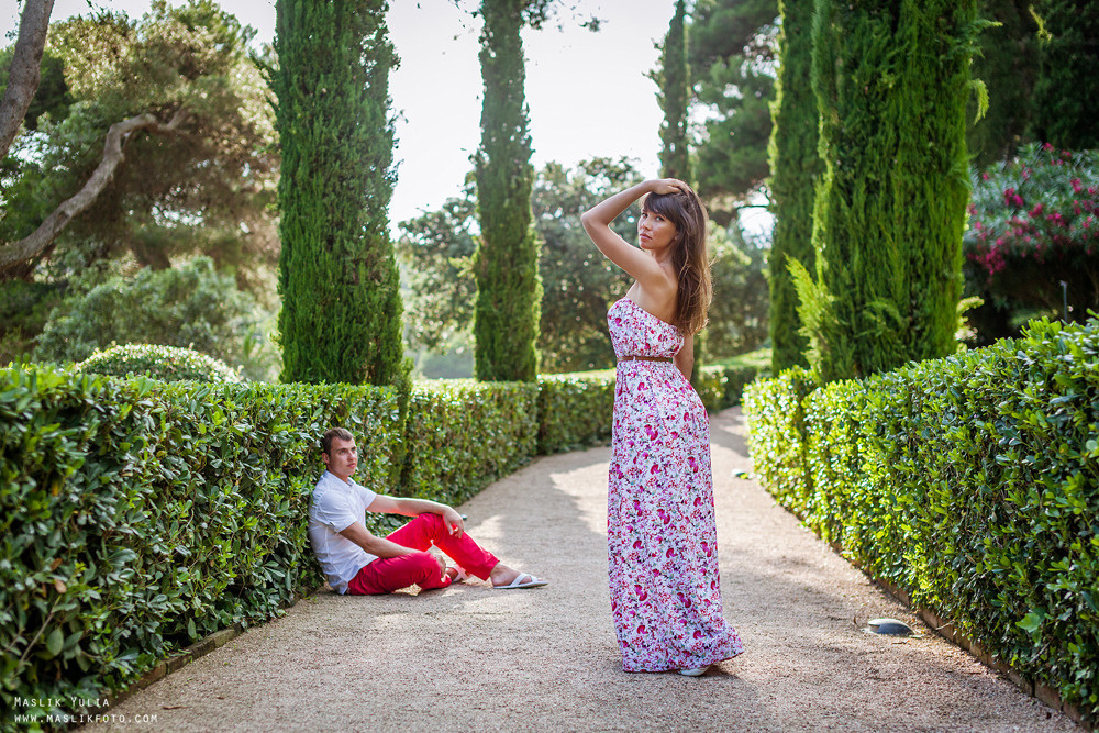 Incredible photo shoot in the Gardens of Saint Clotilde on the Costa B. Photographer in Barcelona Spain Maslik Yulia