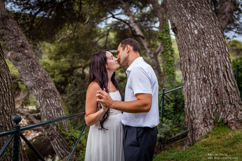Sesión de fotos de boda en el Parque Laberinto de Barcelona. Fotógrafo en Barcelona Maslik Yulia