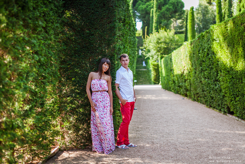 Incredible photo shoot in the Gardens of Saint Clotilde on the Costa B. Photographer in Barcelona Spain Maslik Yulia