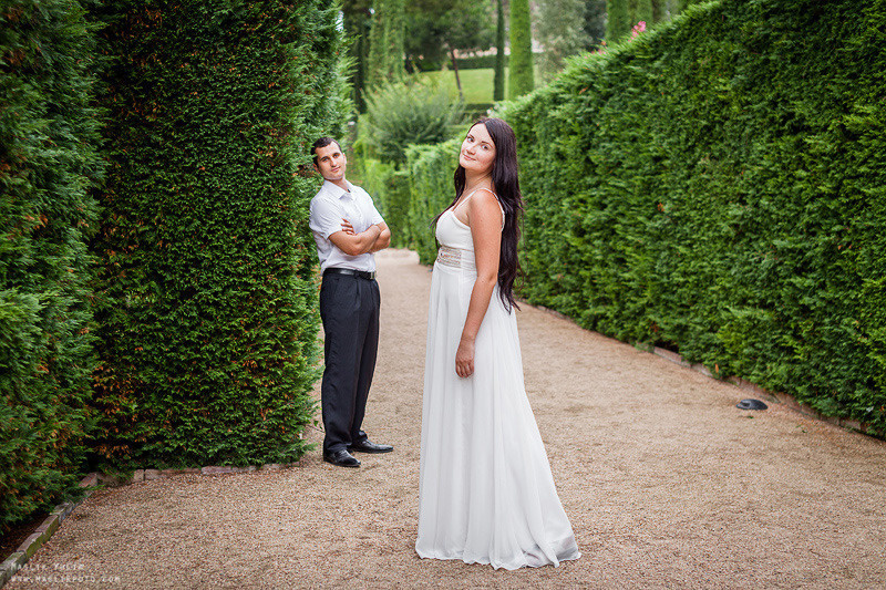 Sesión de fotos de boda en el Parque Laberinto de Barcelona. Fotógrafo en Barcelona Maslik Yulia