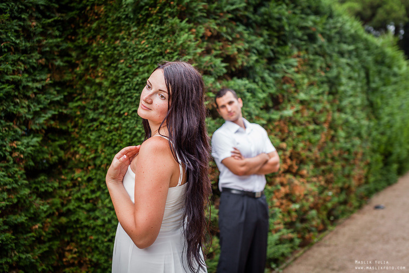 Sesión de fotos de boda en el Parque Laberinto de Barcelona. Fotógrafo en Barcelona Maslik Yulia