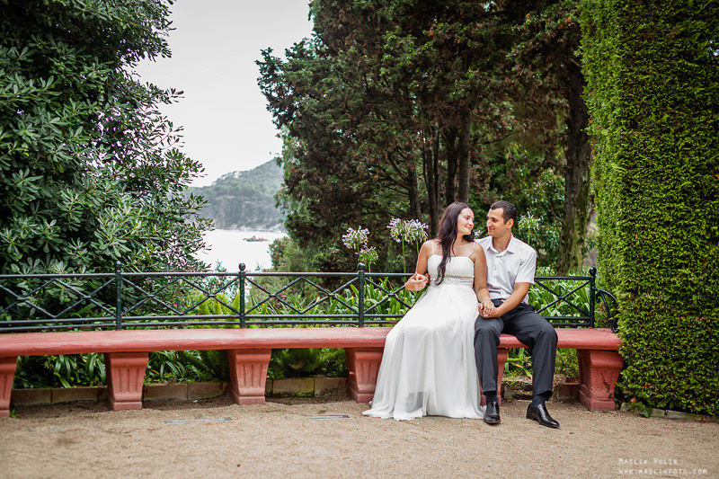 Sesión de fotos de boda en el Parque Laberinto de Barcelona. Fotógrafo en Barcelona Maslik Yulia