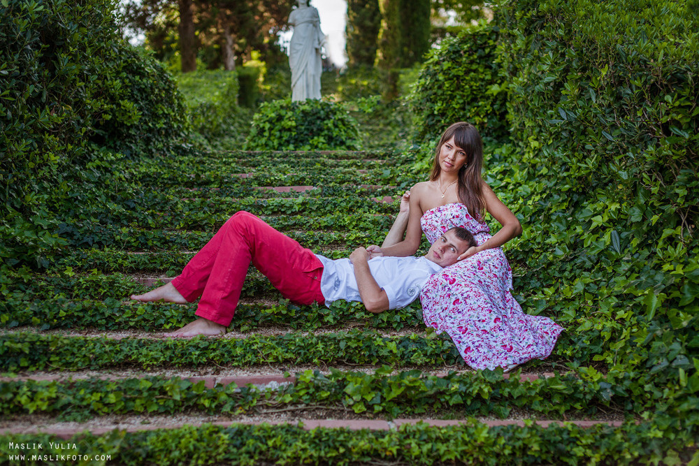 Incredible photo shoot in the Gardens of Saint Clotilde on the Costa B. Photographer in Barcelona Spain Maslik Yulia