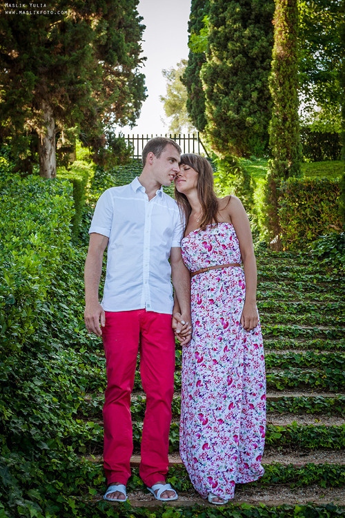 Incredible photo shoot in the Gardens of Saint Clotilde on the Costa B. Photographer in Barcelona Spain Maslik Yulia