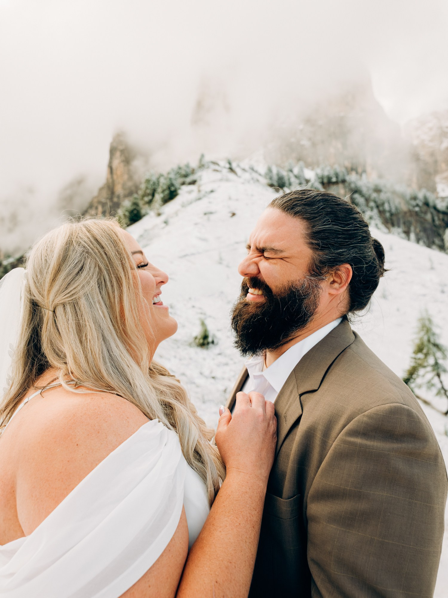 A and A in snowy Dolomites