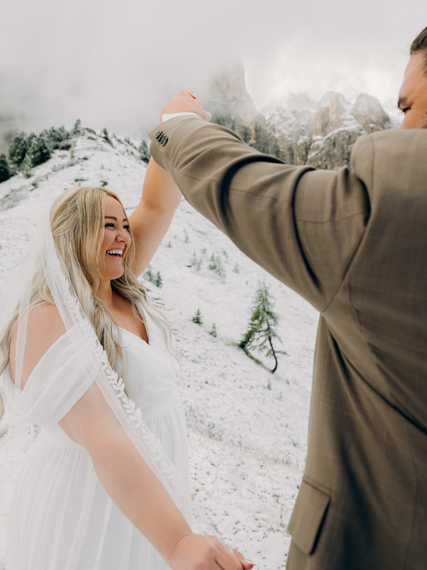 A and A in snowy Dolomites