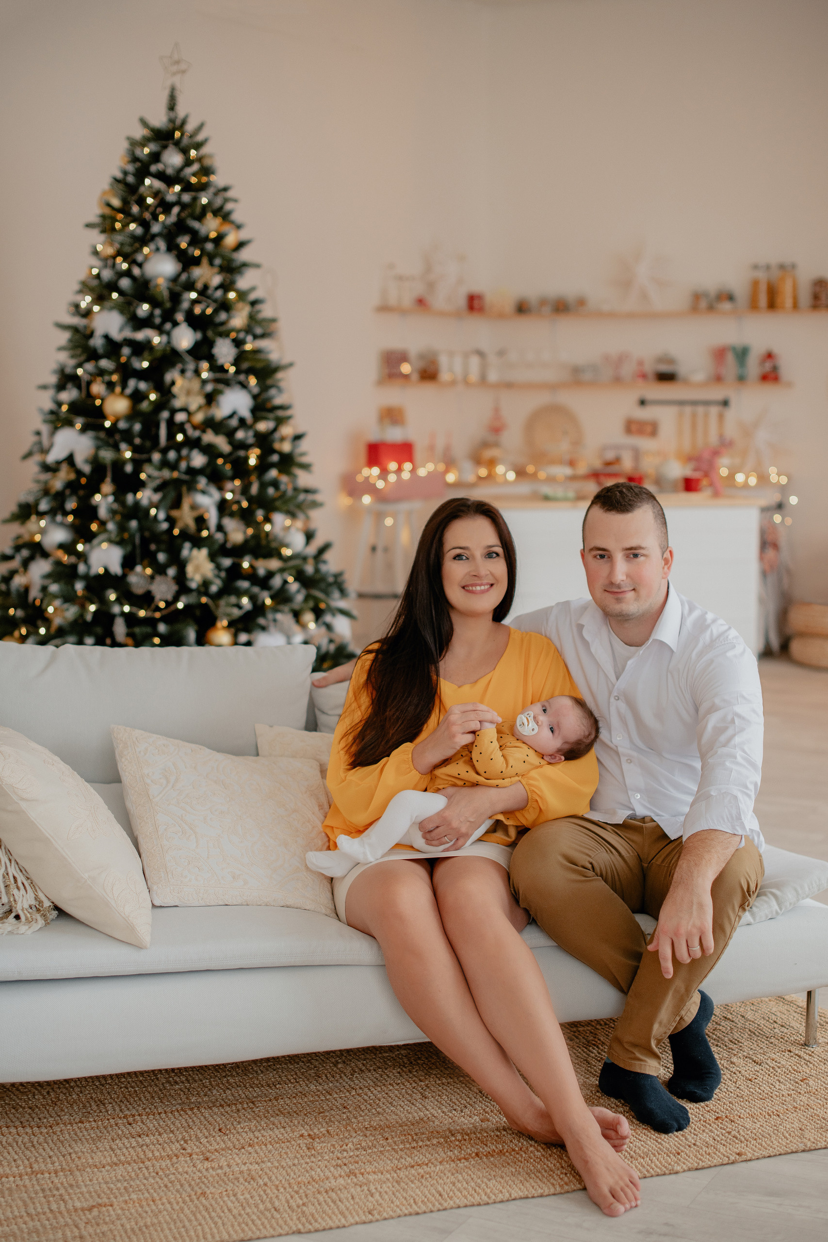 Family photography in a Christmas studio in Prague. Professional photographer in Prague Anastasia Haritonova