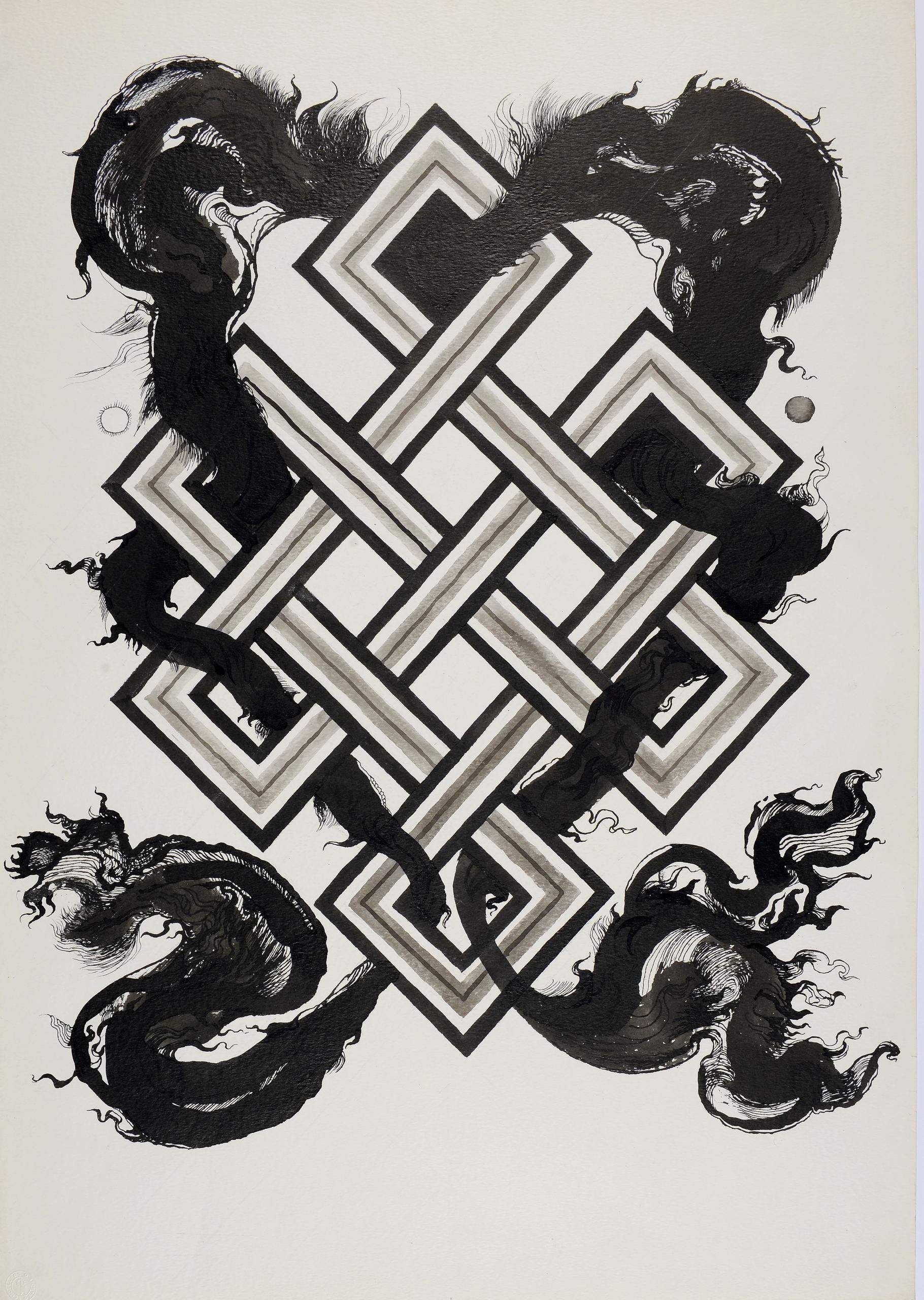 "Knot - The thread of happiness", ink, 1980, Asia and Pacific Museum in Warsaw