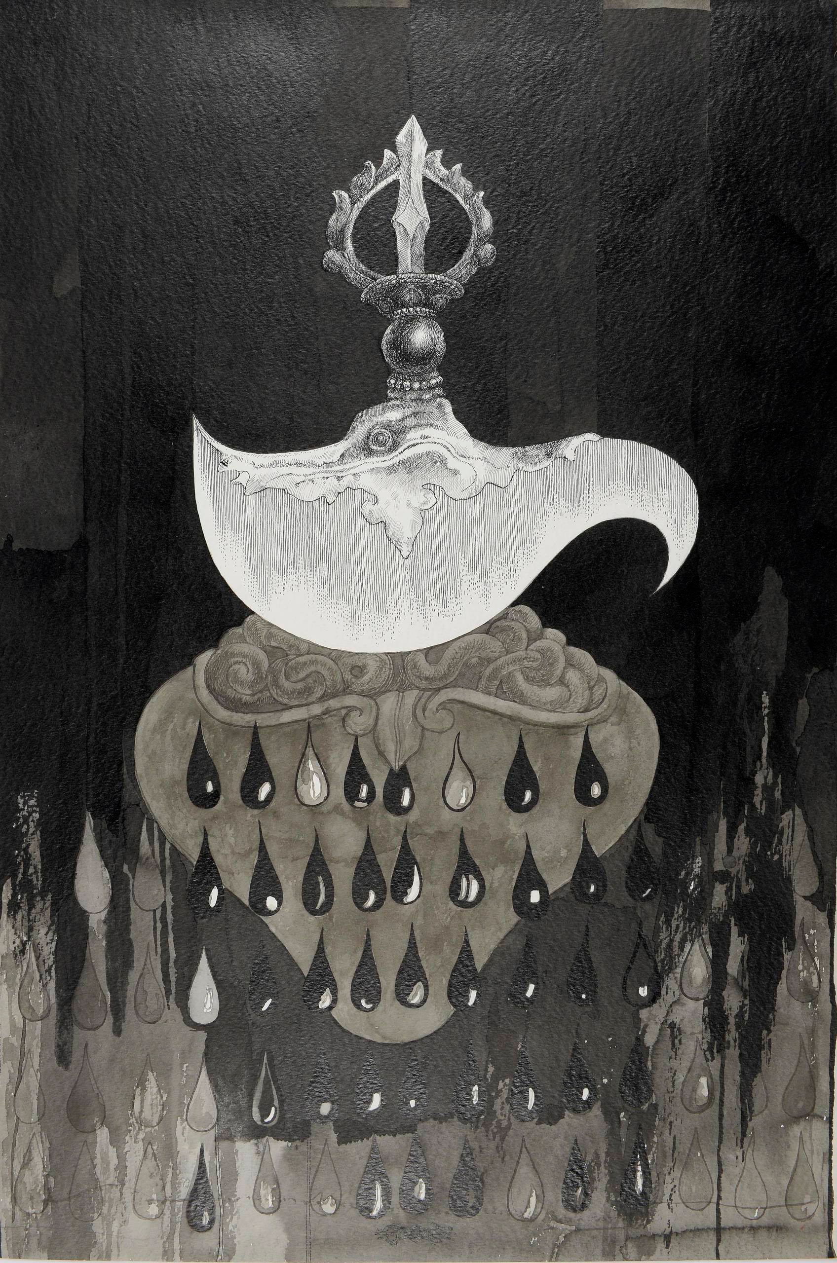 "Ritual knife", ink, 1980