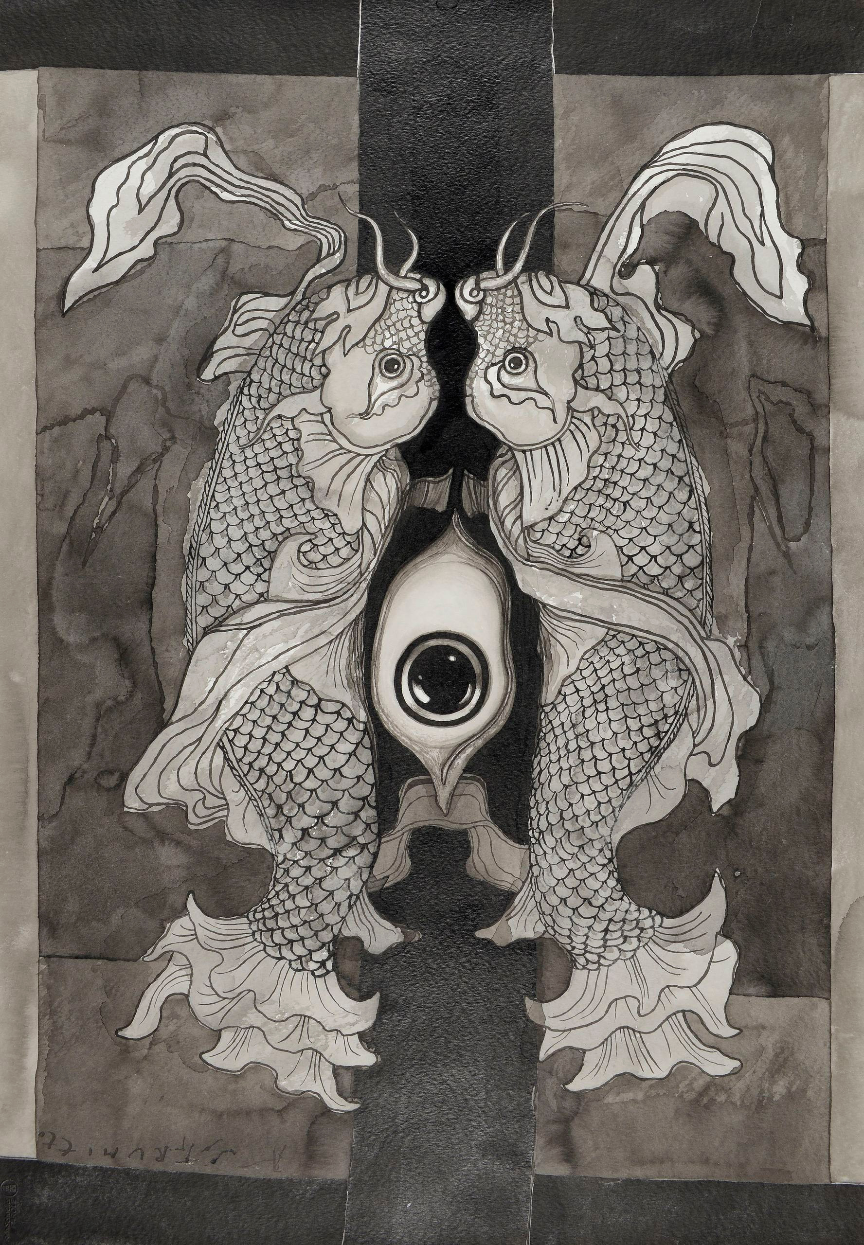 "Fish", ink, 1980, Asia and Pacific Museum in Warsaw