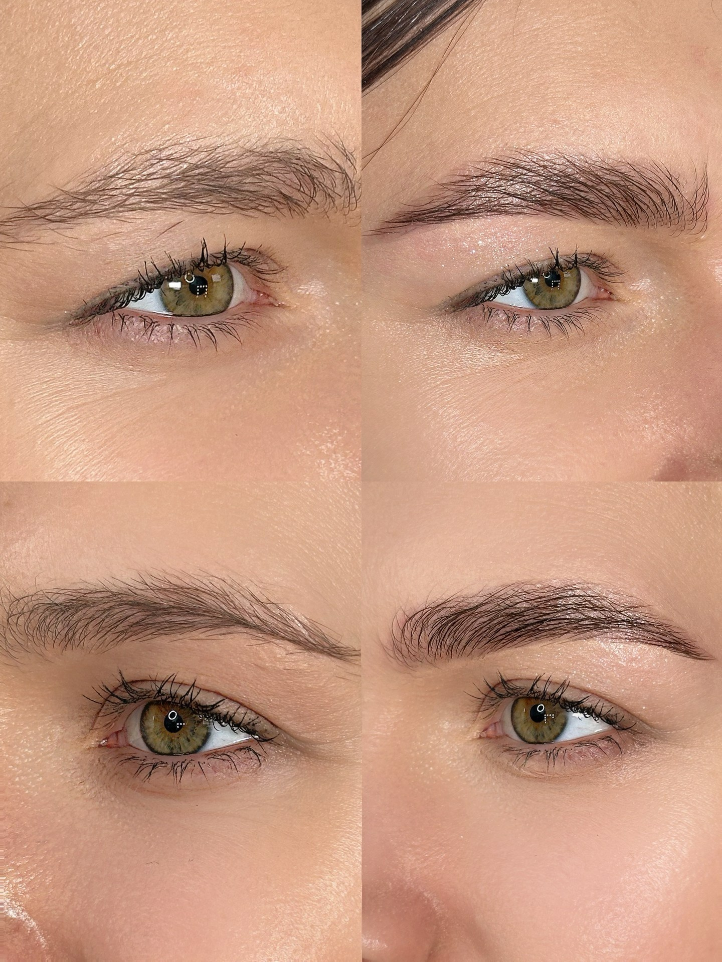 „Stilizare profesională a sprâncenelor prin pensat, vopsire și laminare pentru un aspect definit, armonios și natural. Ideal pentru evidențierea trăsăturilor feței.”